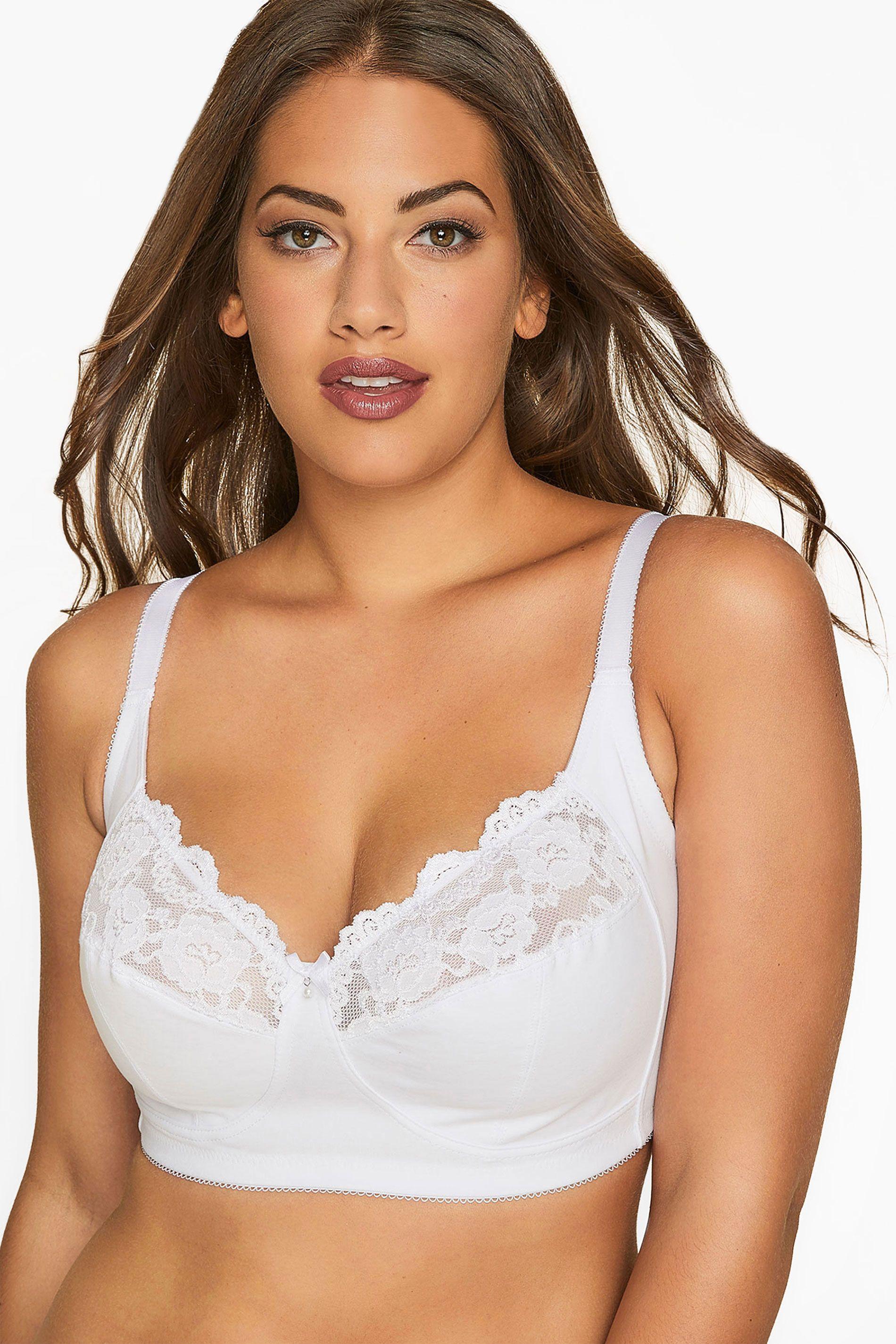 Non-Wired Cotton Bra With Lace Trim by YOURS