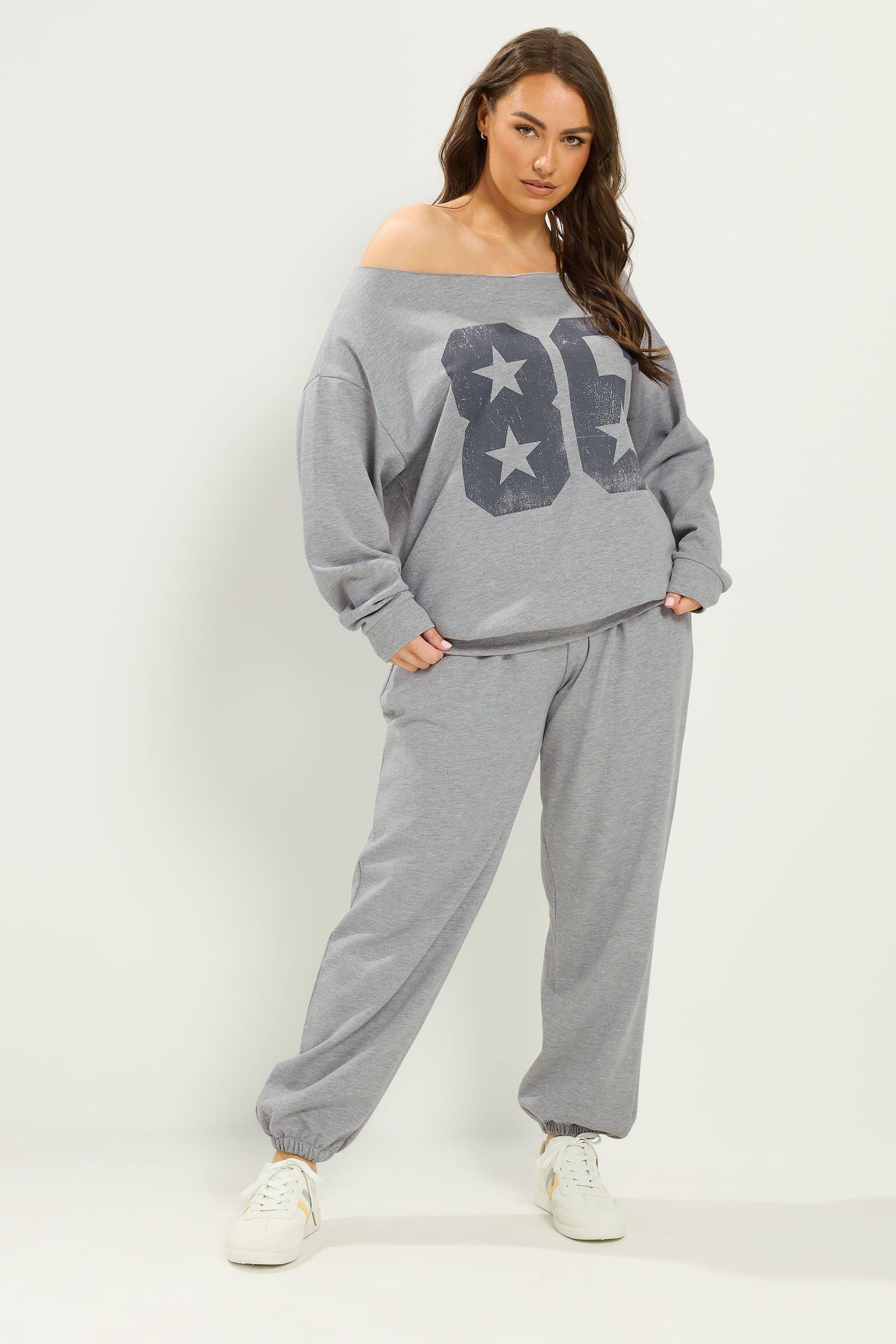 Off-Shoulder Sweatshirt & Jogger Set by YOURS