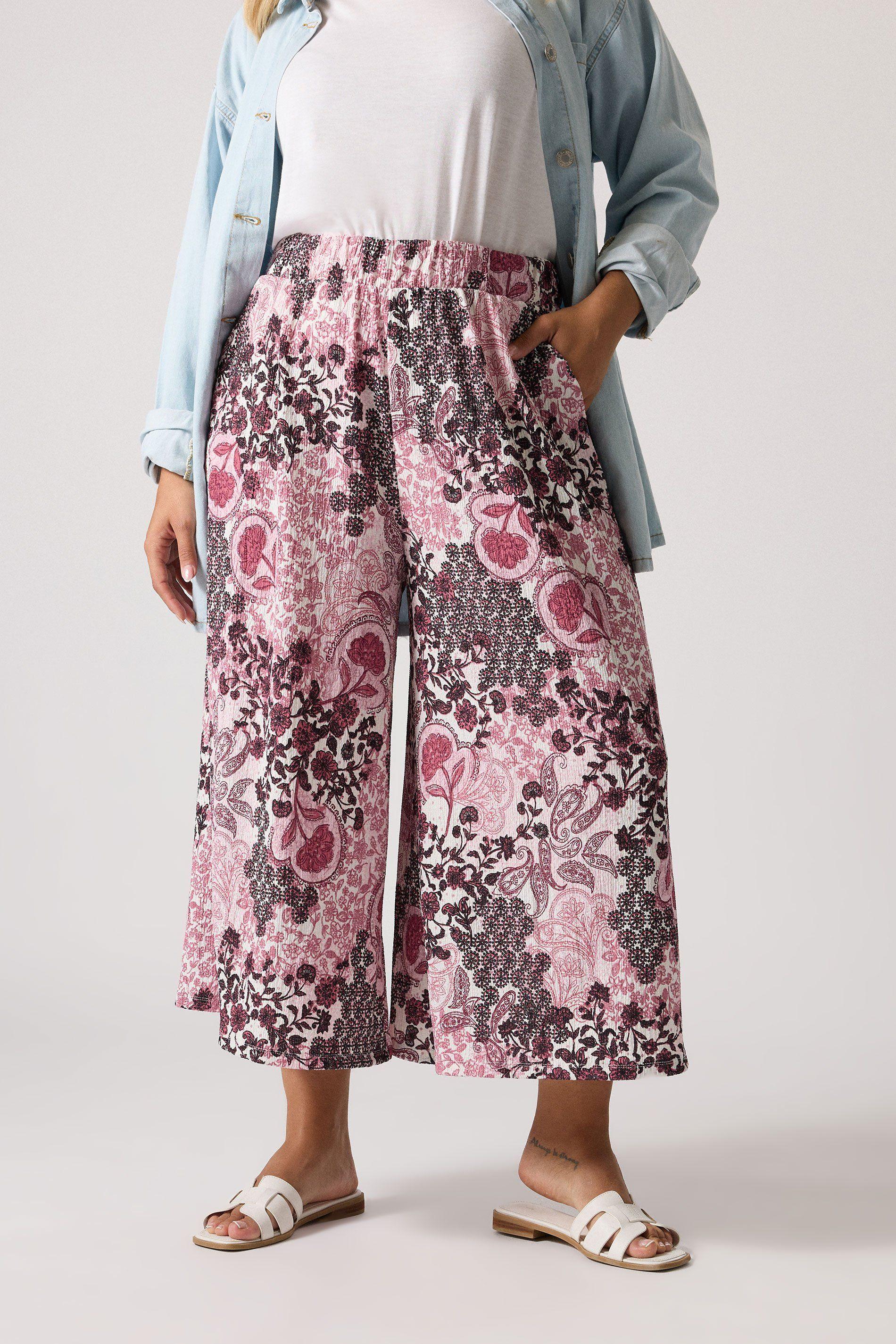 Paisley Print Textured Cropped Trousers by YOURS