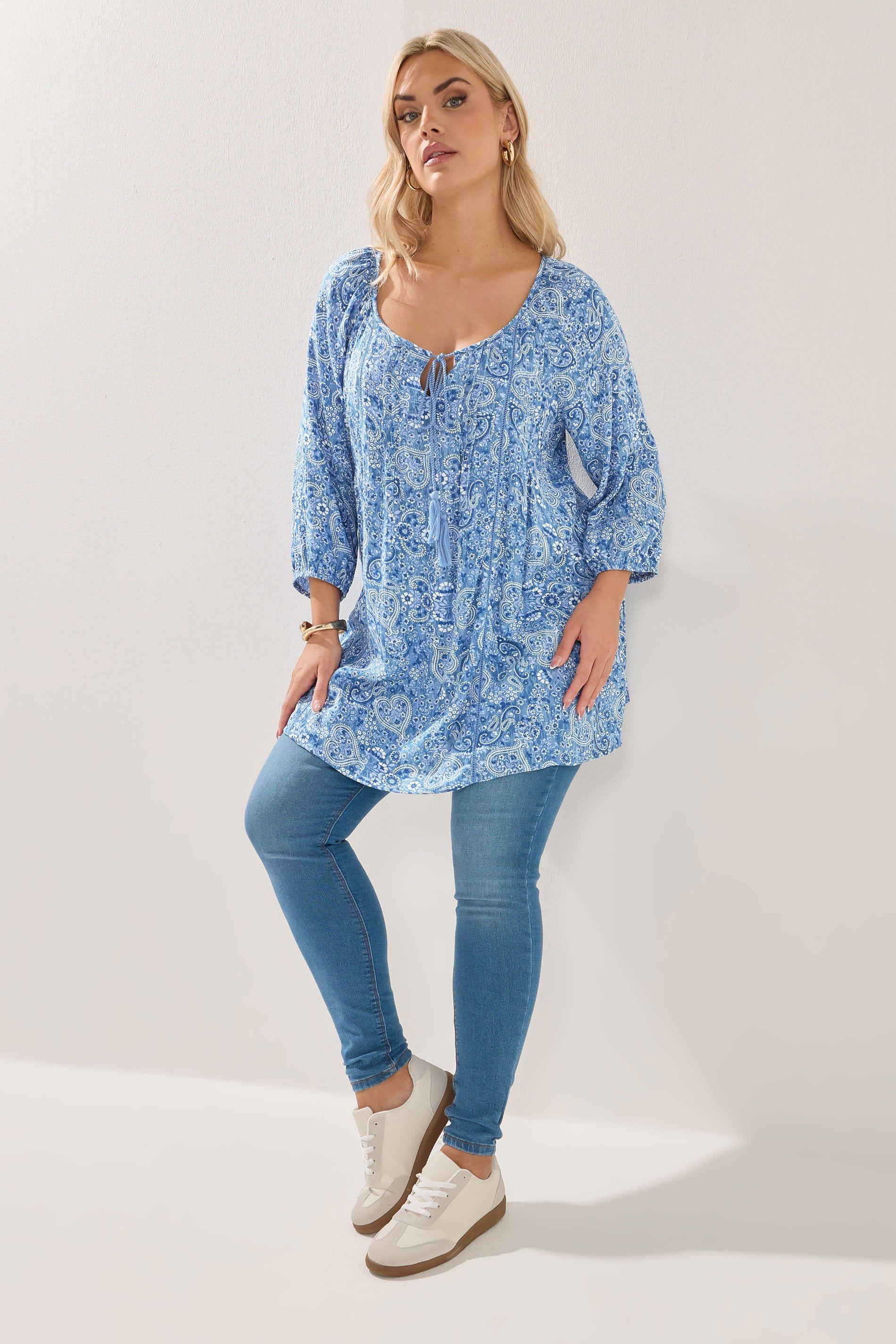 Paisley Sequin Tie Neck Top by YOURS