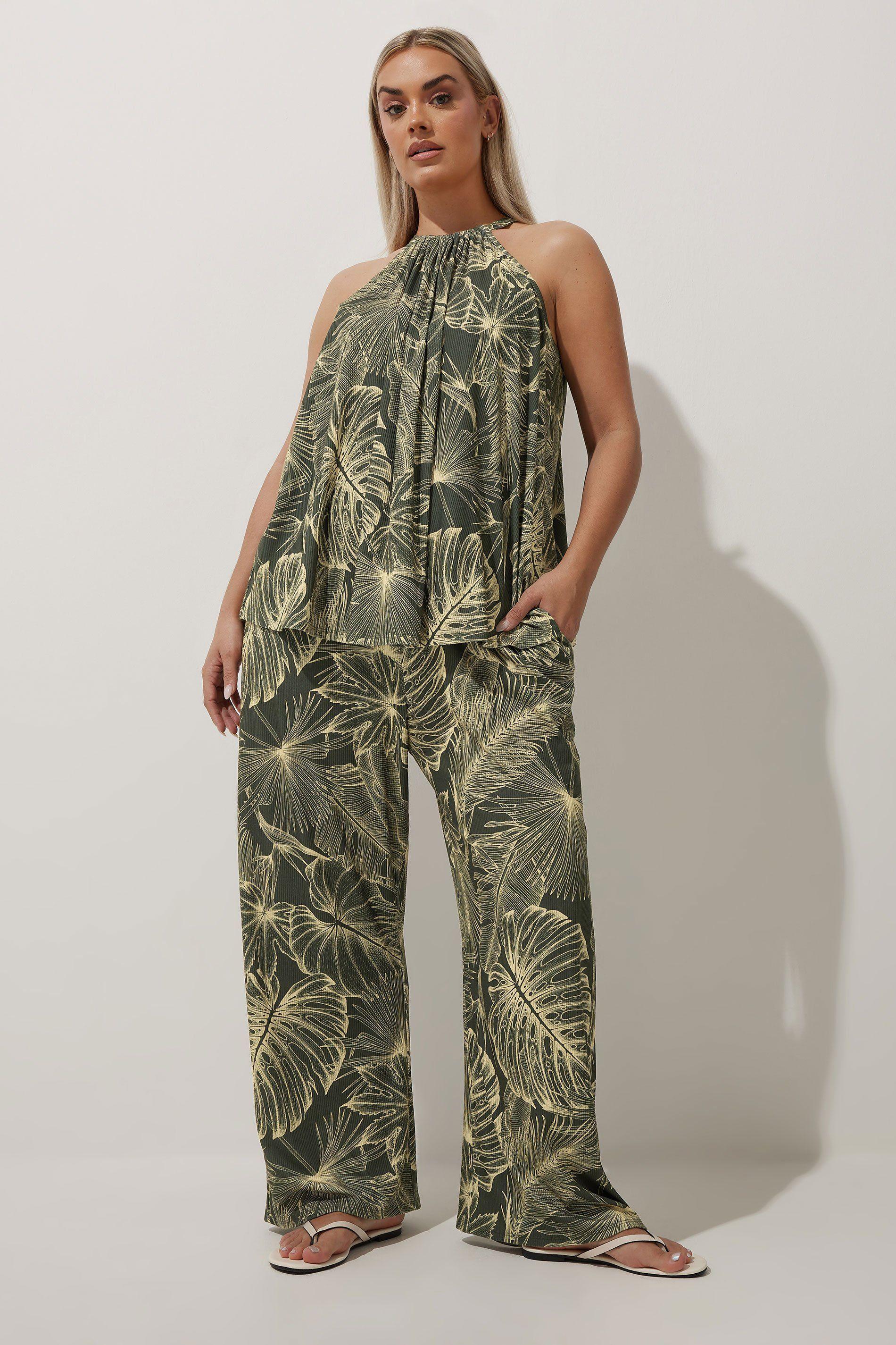 Palm Print Wide Leg Trousers by YOURS