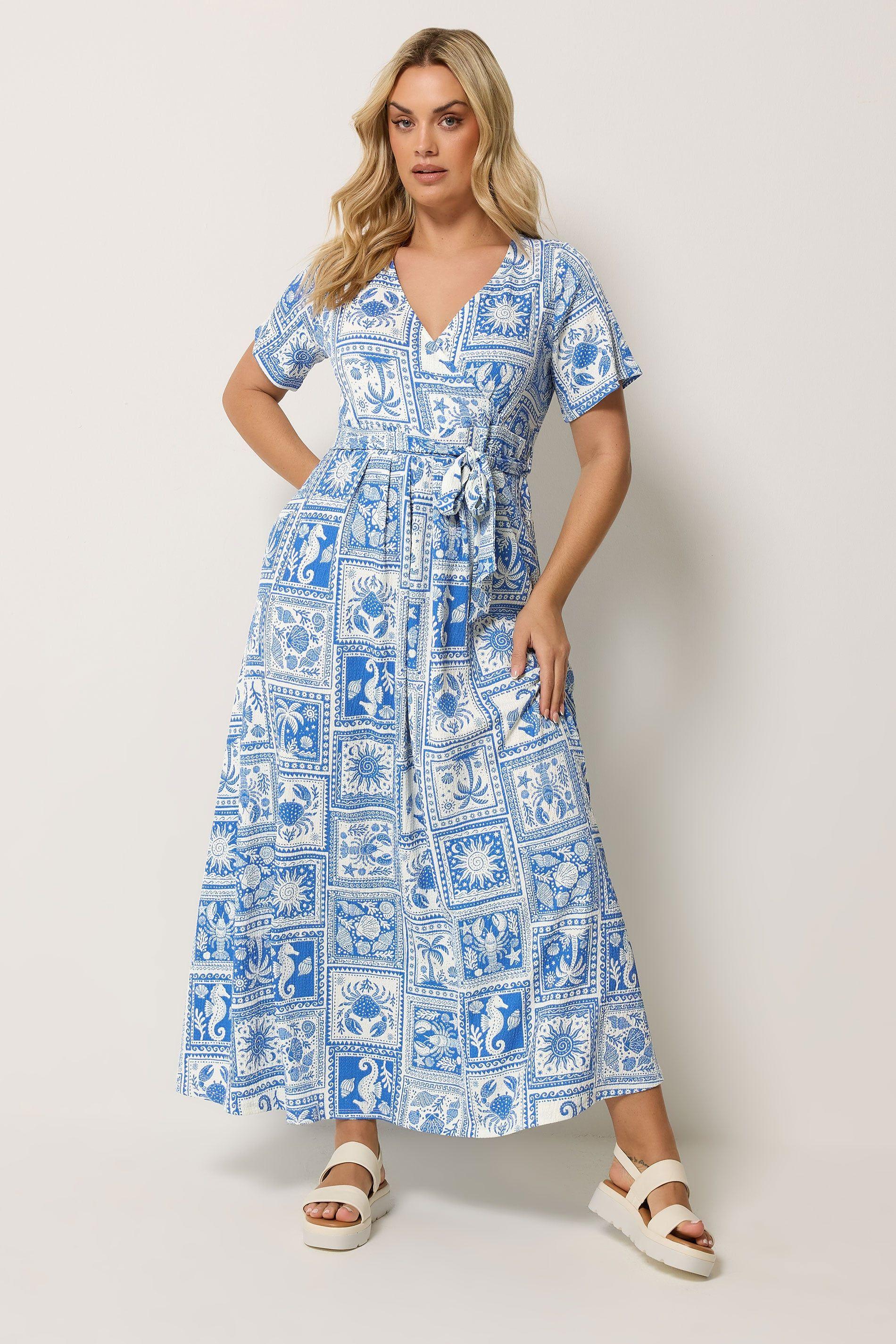 Palm Tree Wrap Front Dress by YOURS