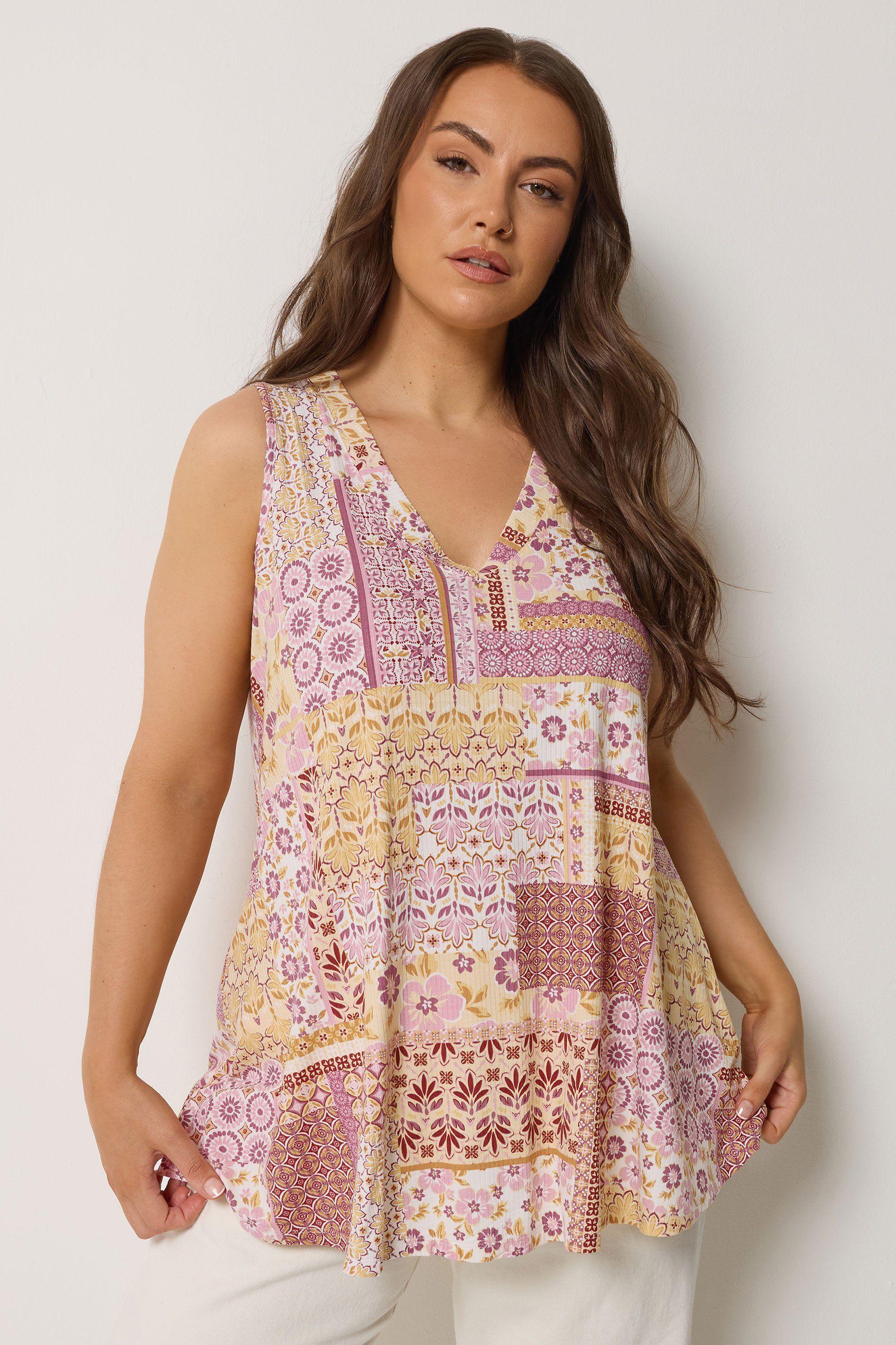 Patchwork Ribbed Vest Top by YOURS