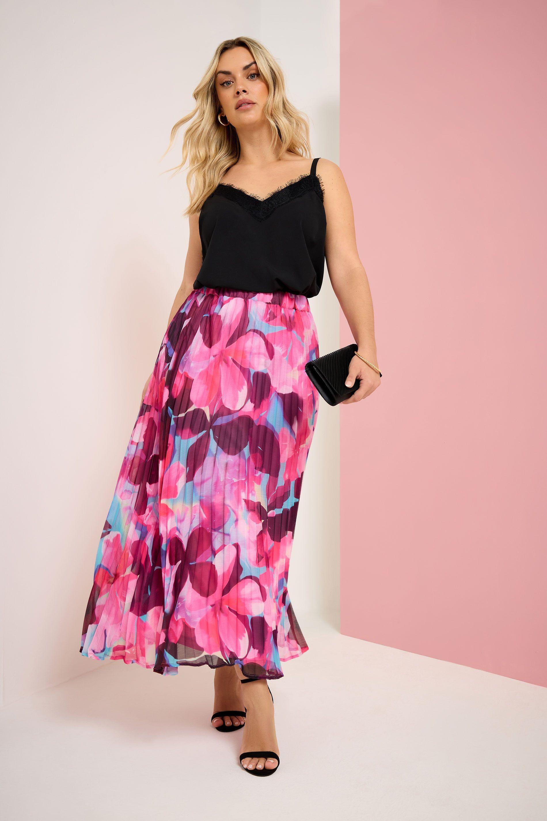 Pleated Floral Skirt by YOURS