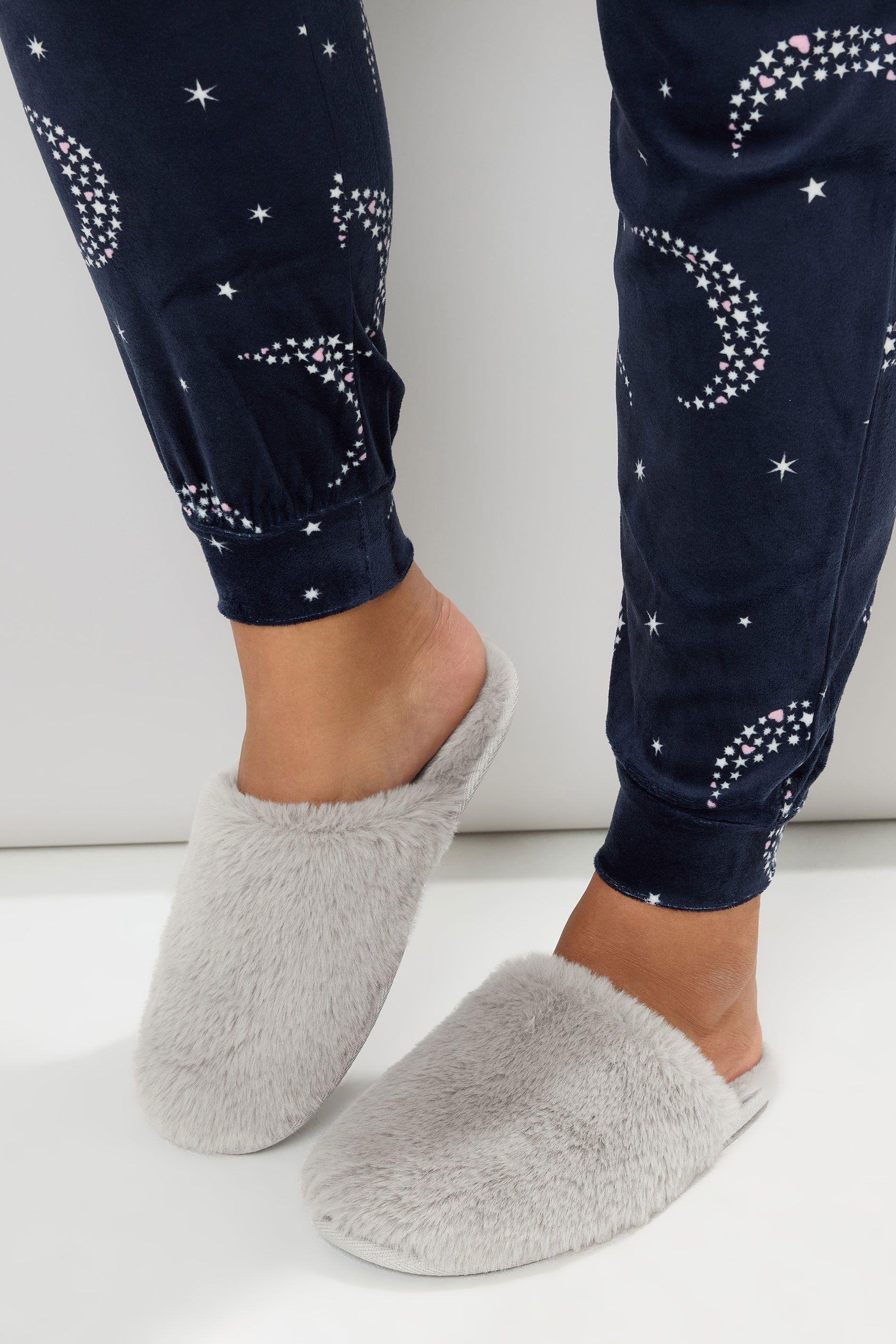 Plush Faux Fur Mule Slippers by YOURS