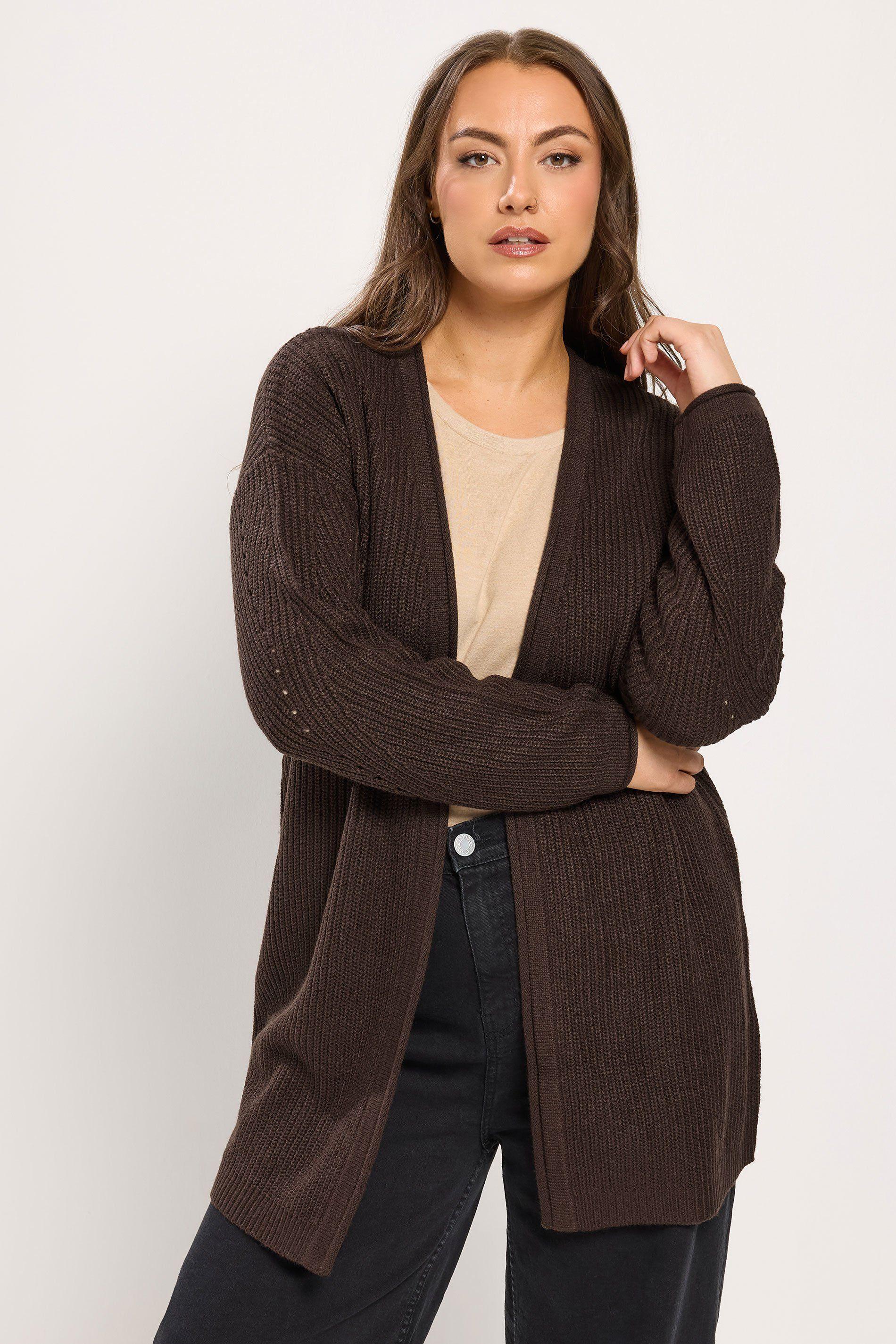 Pointelle Chunky Knitted Cardigan by YOURS