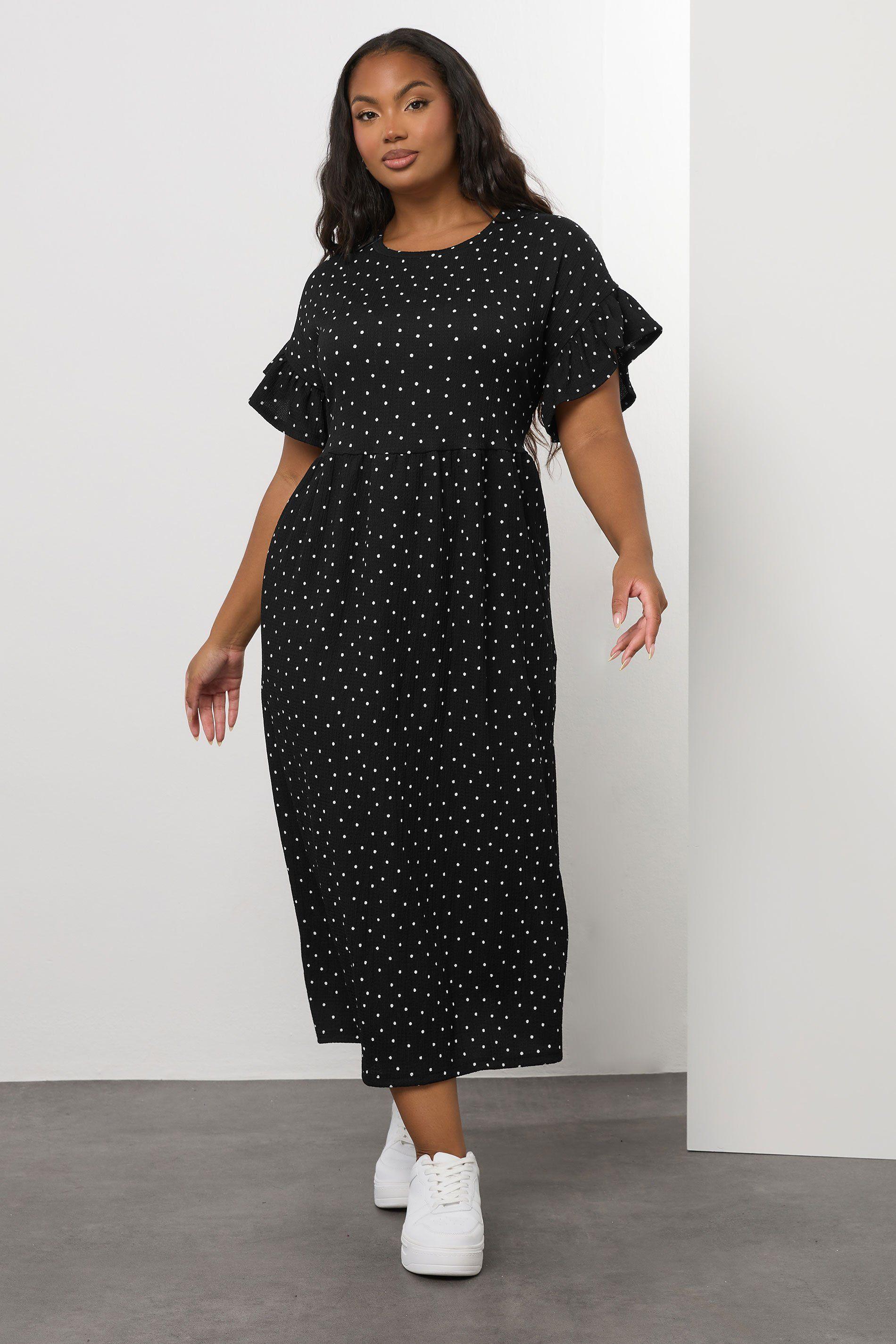 Polka Dot Frill Sleeve Midi Dress by YOURS