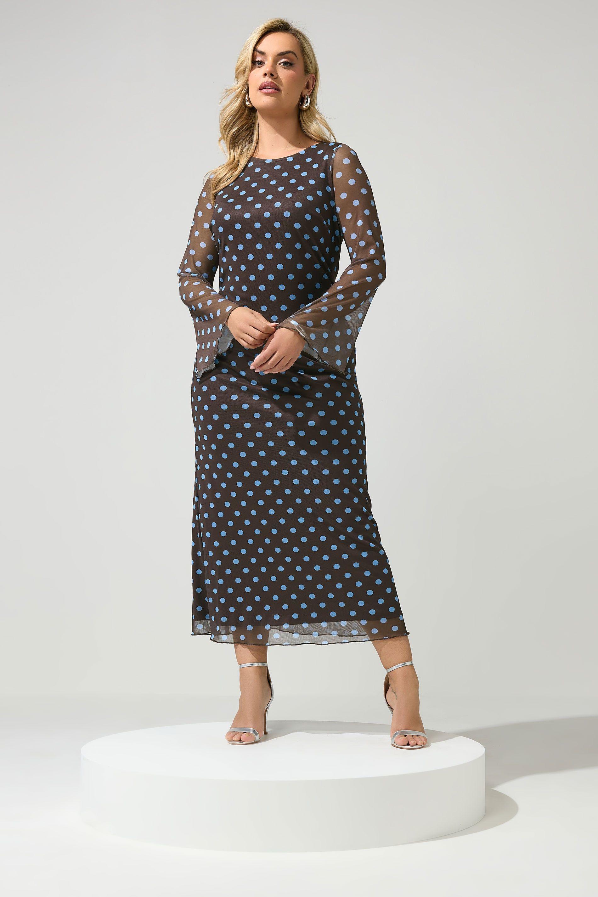 Polka Dot Mesh Maxi Dress by YOURS