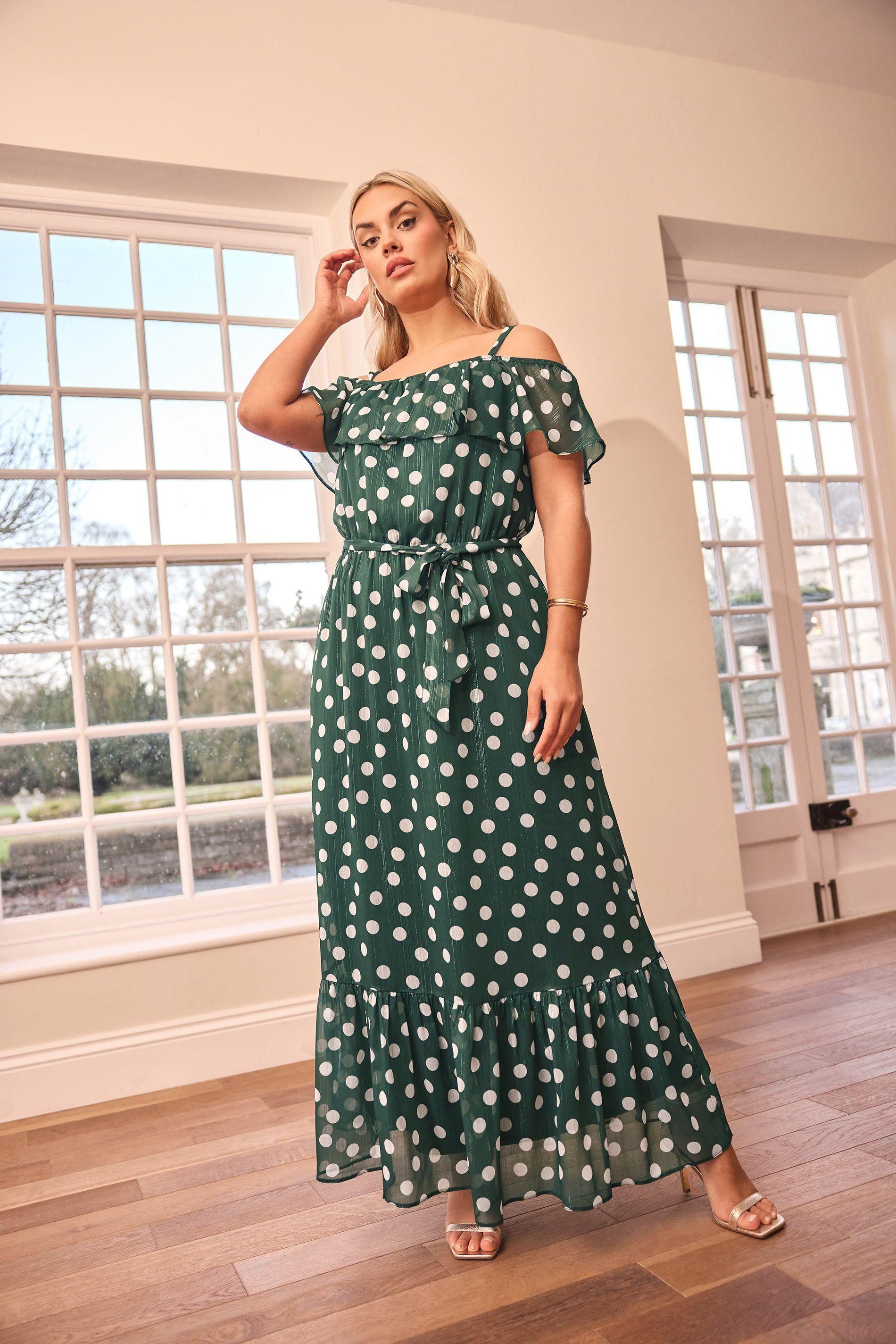 Polka Dot Metallic Maxi Dress by YOURS