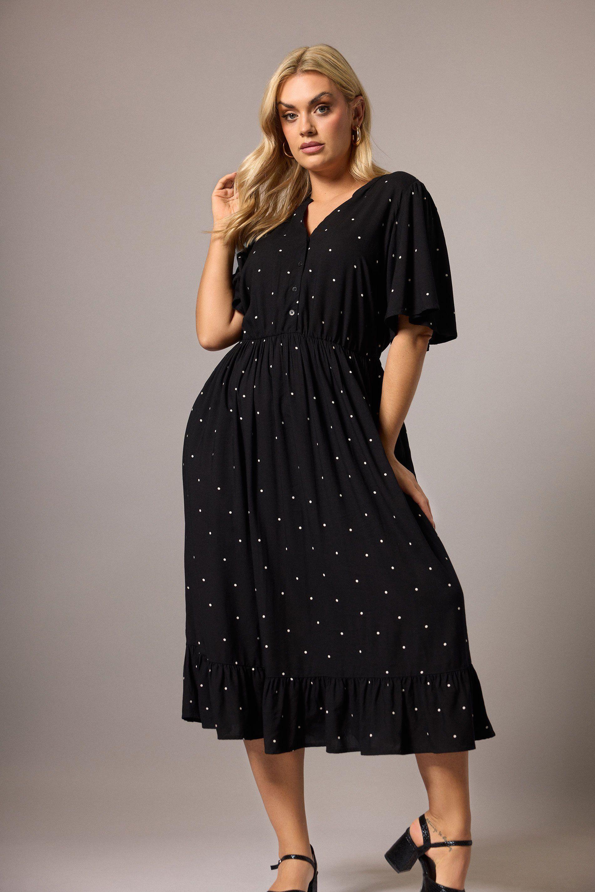 Polka Dot Placket Dress by YOURS