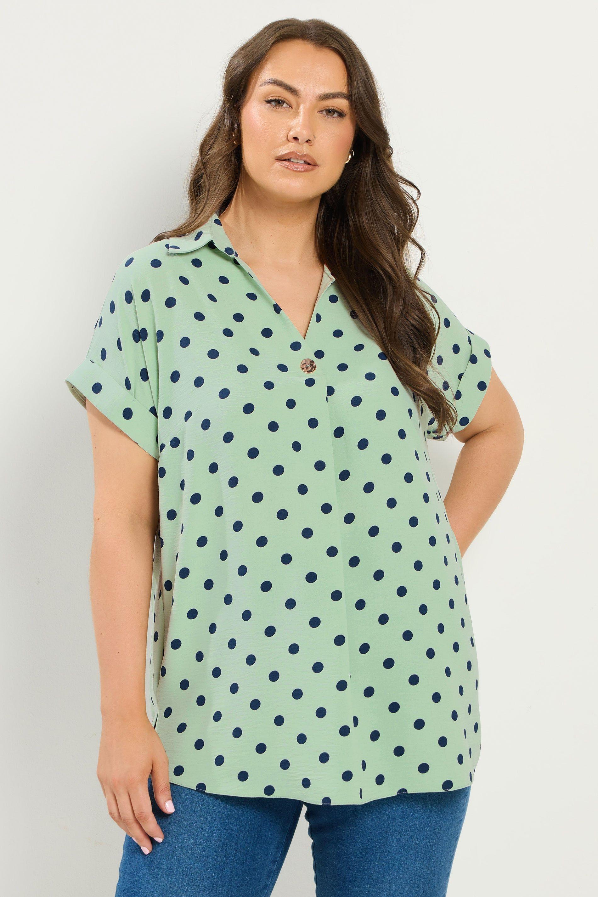 Polka Dot Pleat Front Shirt by YOURS