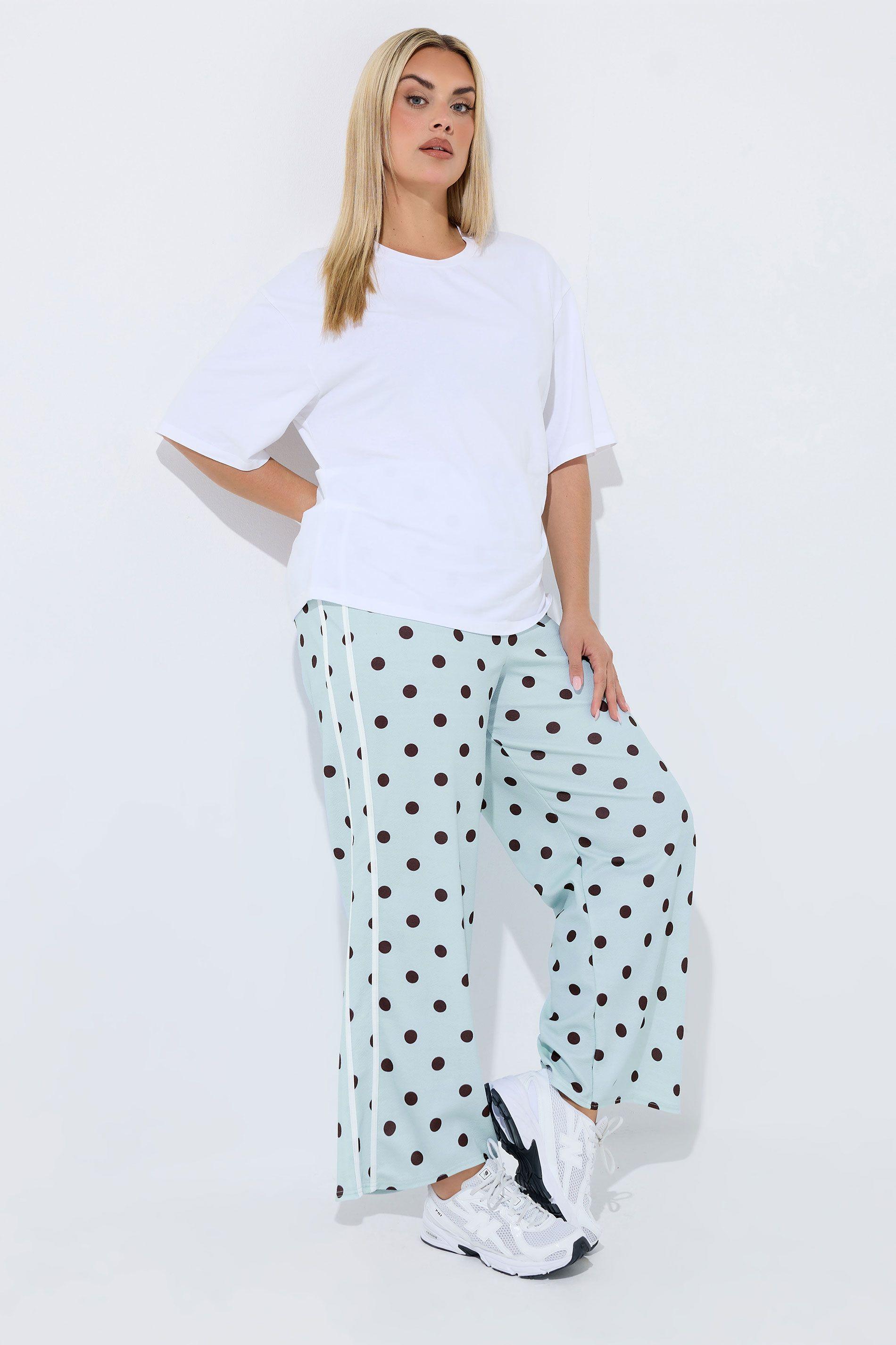 Polka Dot Side Stripe Trousers by YOURS