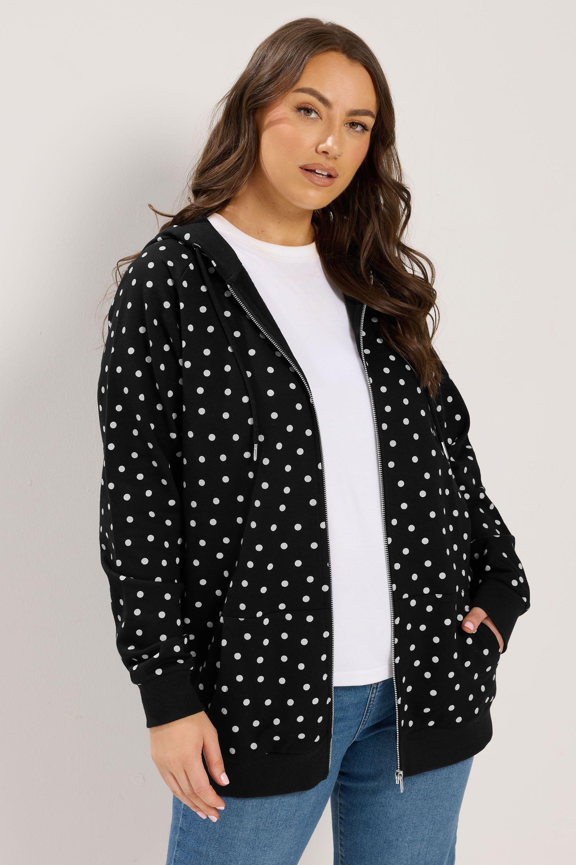 Polka Dot Zip Through Hoodie by YOURS