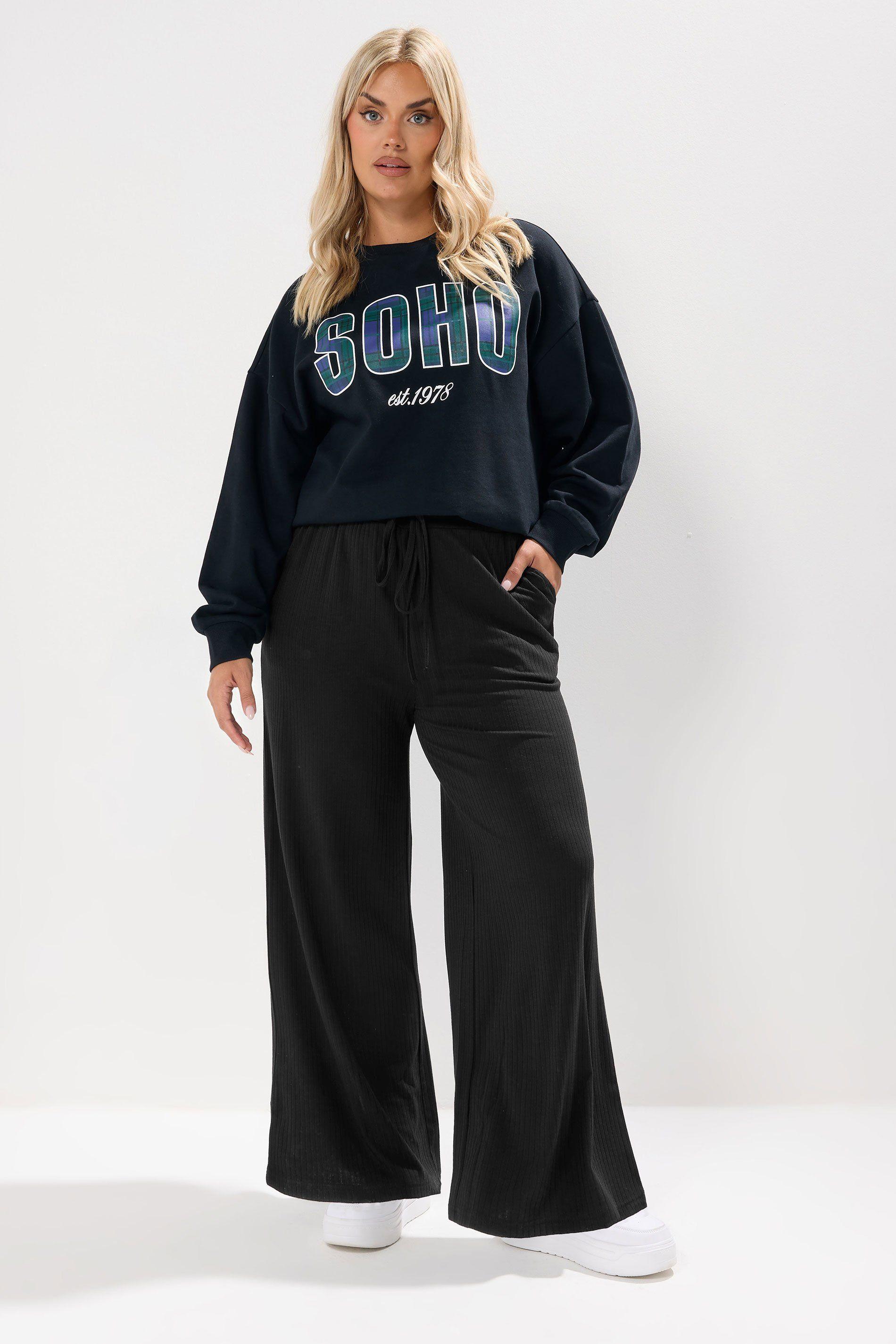 Ribbed Wide Leg Trousers by YOURS
