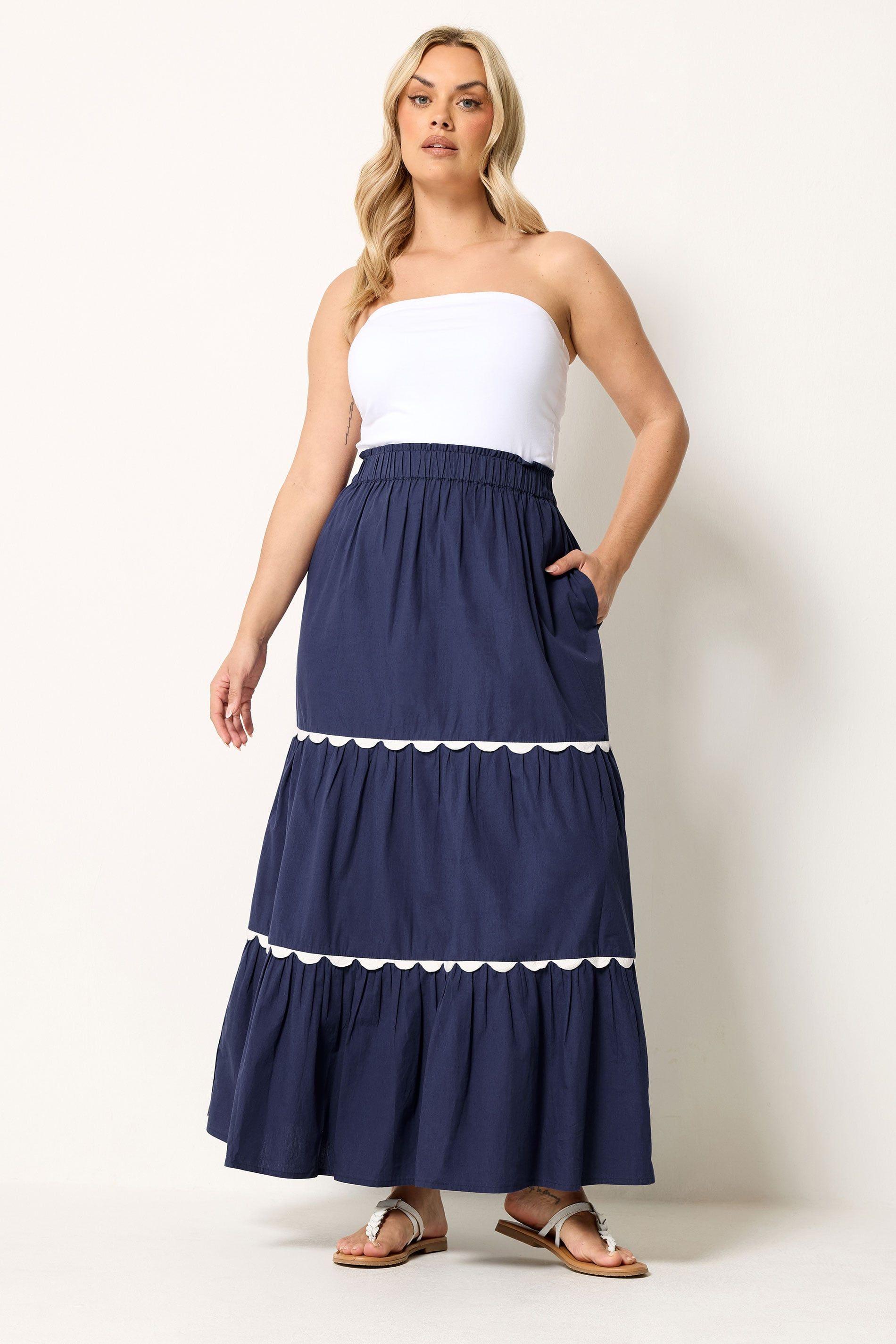 Scallop Trim Maxi Skirt by YOURS