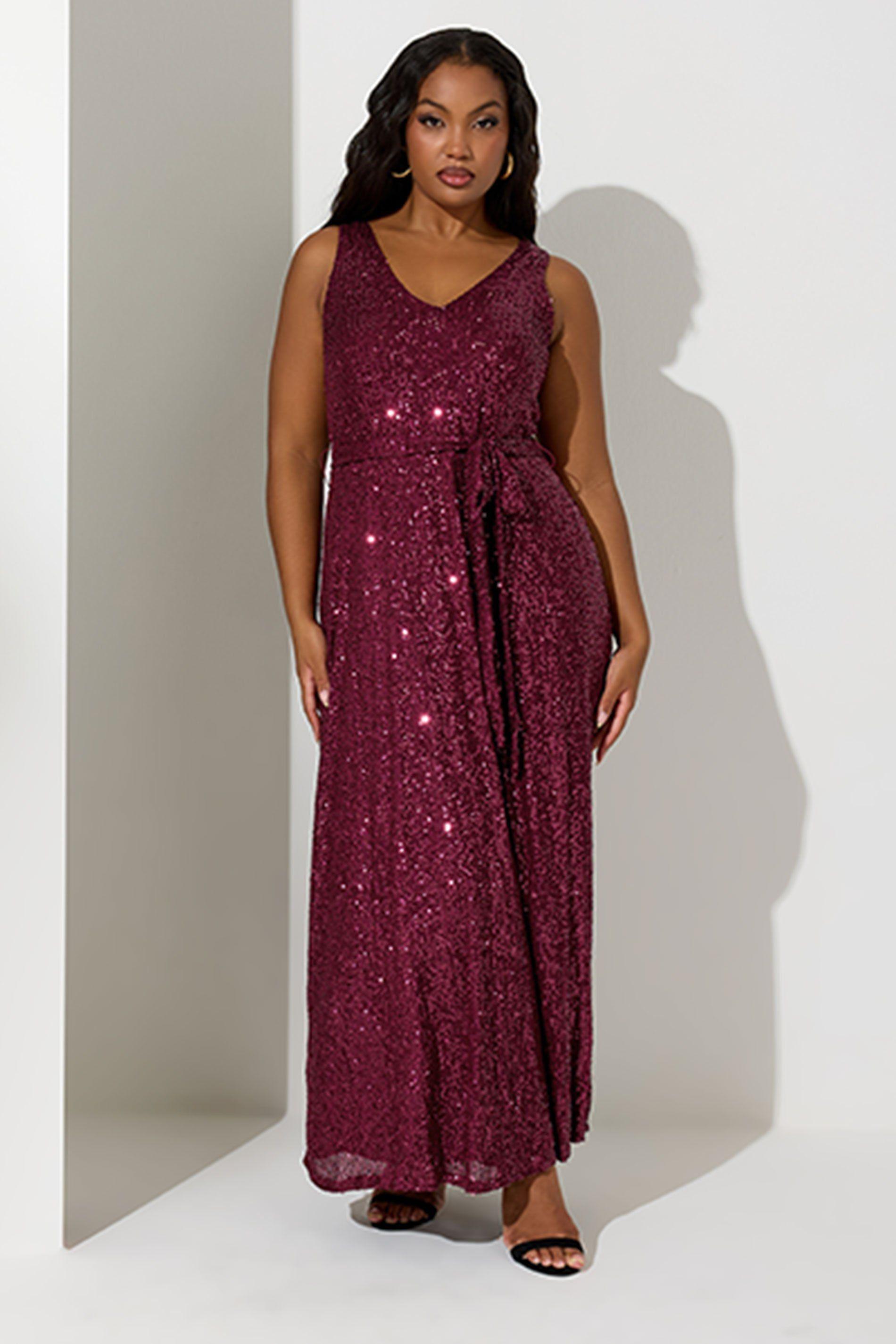 Sequin V-Neck Maxi Dress by YOURS