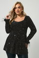 Sequin Velvet Fur Trim Top by YOURS