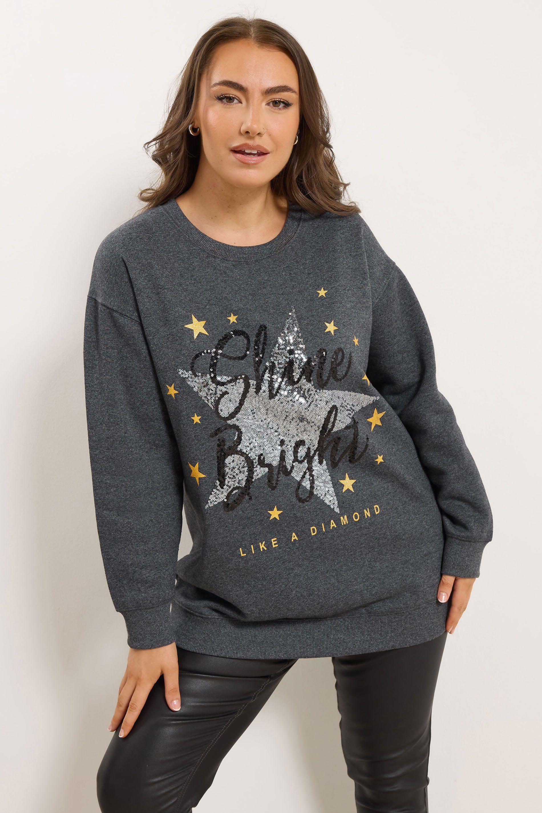'Shine Bright' Sequin Embellished Sweatshirt by YOURS