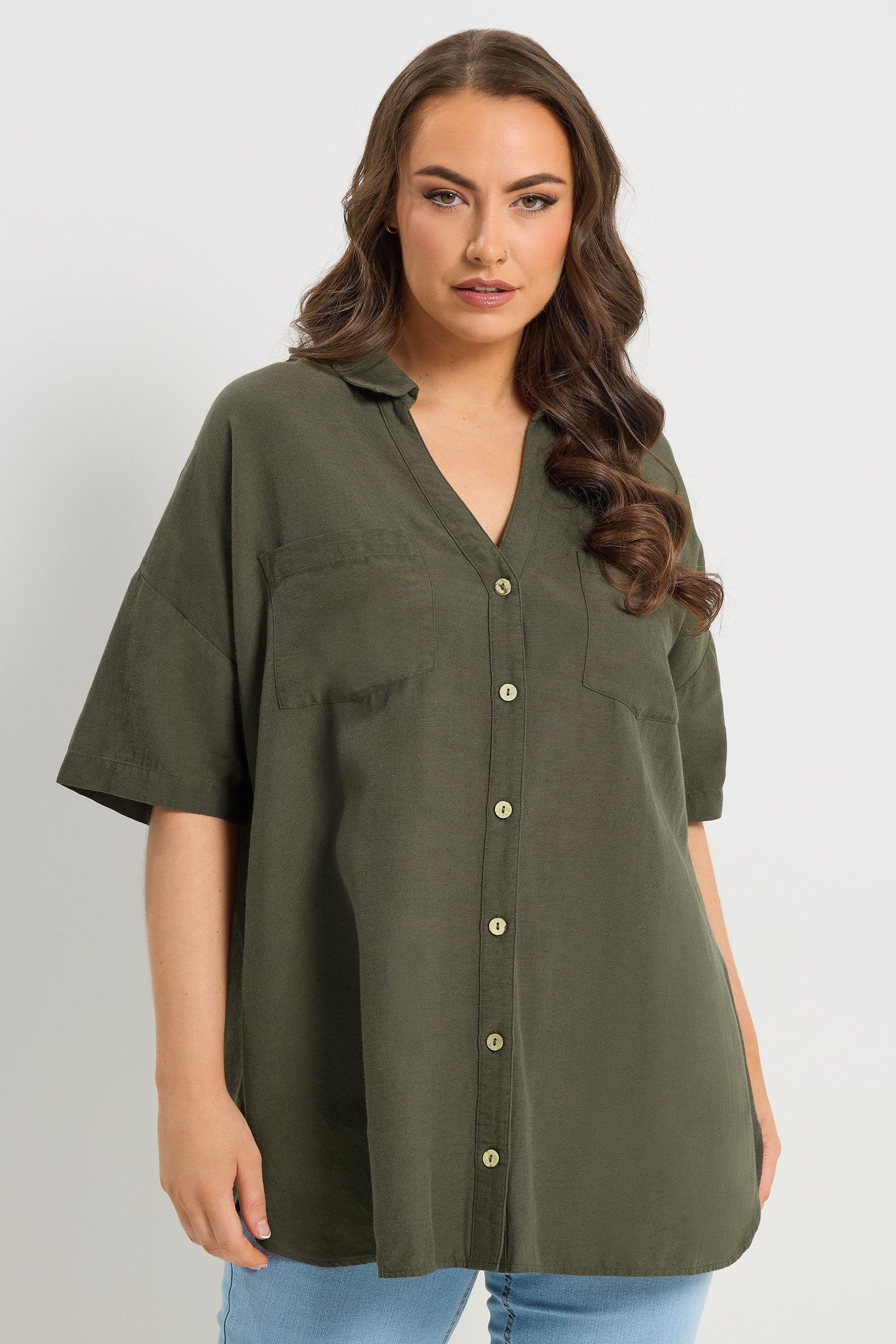 Short Sleeve Linen Shirt by YOURS