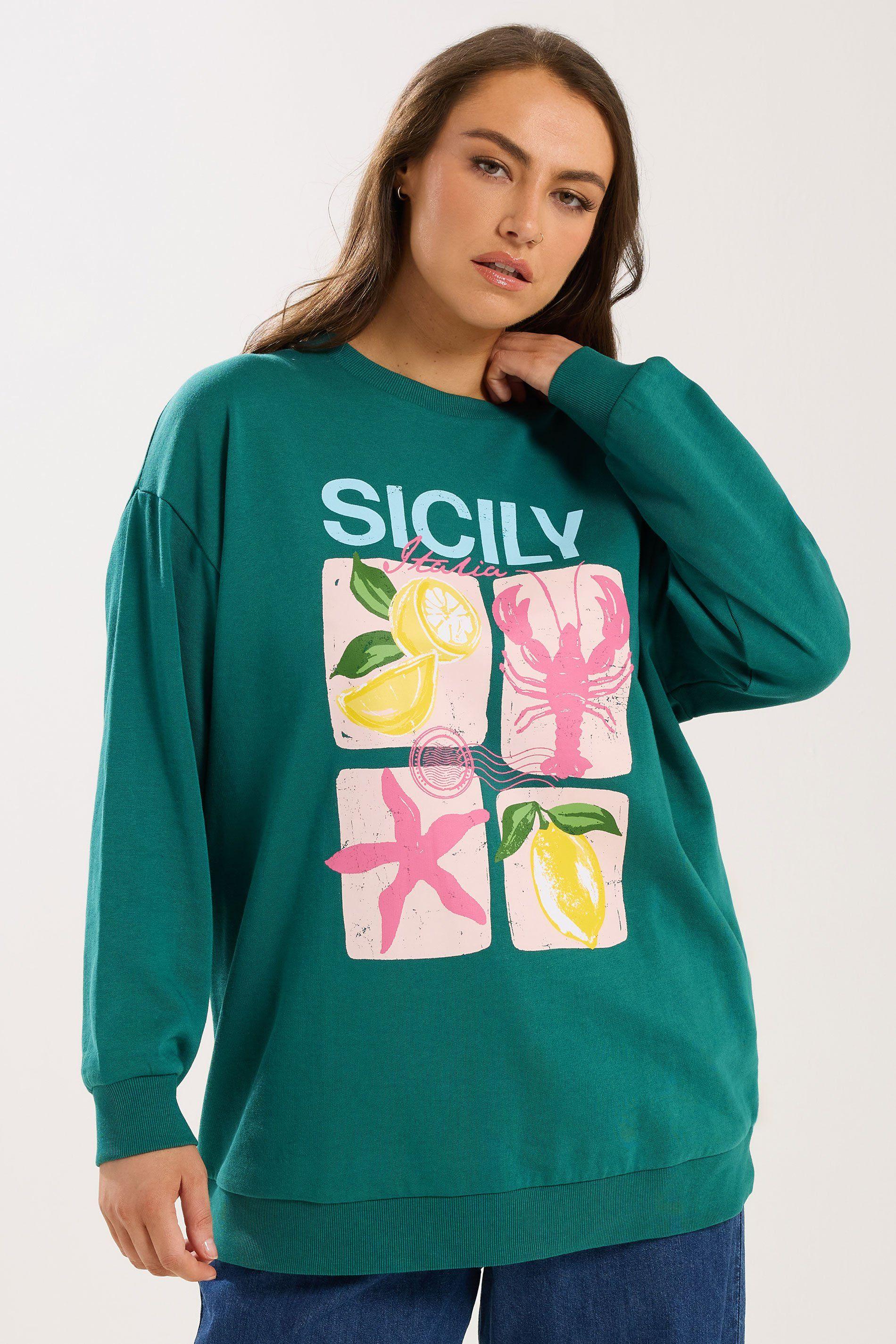'Sicily' Slogan Sweatshirt by YOURS