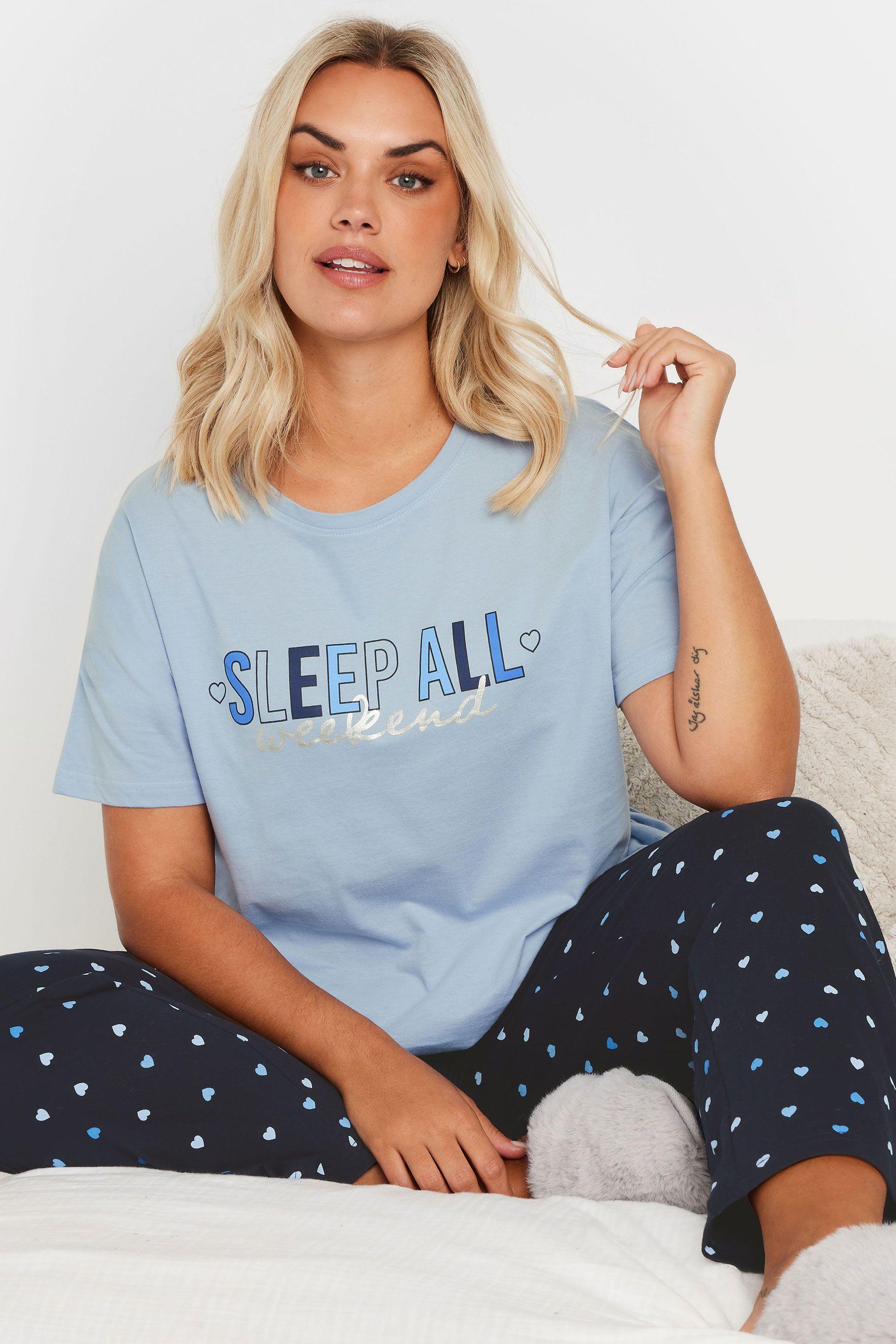 'Sleep All Weekend' Wide Leg Pyjama Set by YOURS