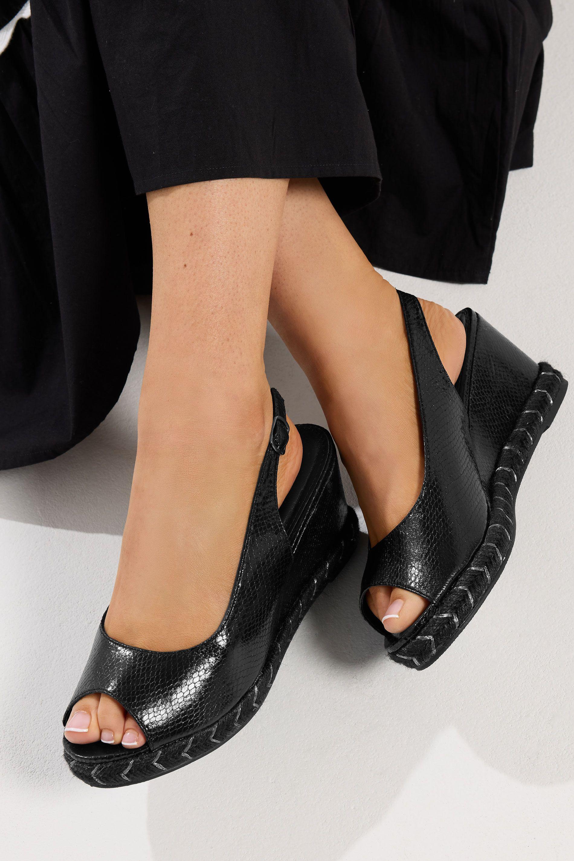 Snake Wedge Sandals In Wide E Fit by YOURS