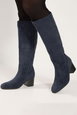 Stacked Heel Faux Suede Boots In Wide E Fit by YOURS Stacked Heel Faux Suede Boots In Wide E Fit by YOURS