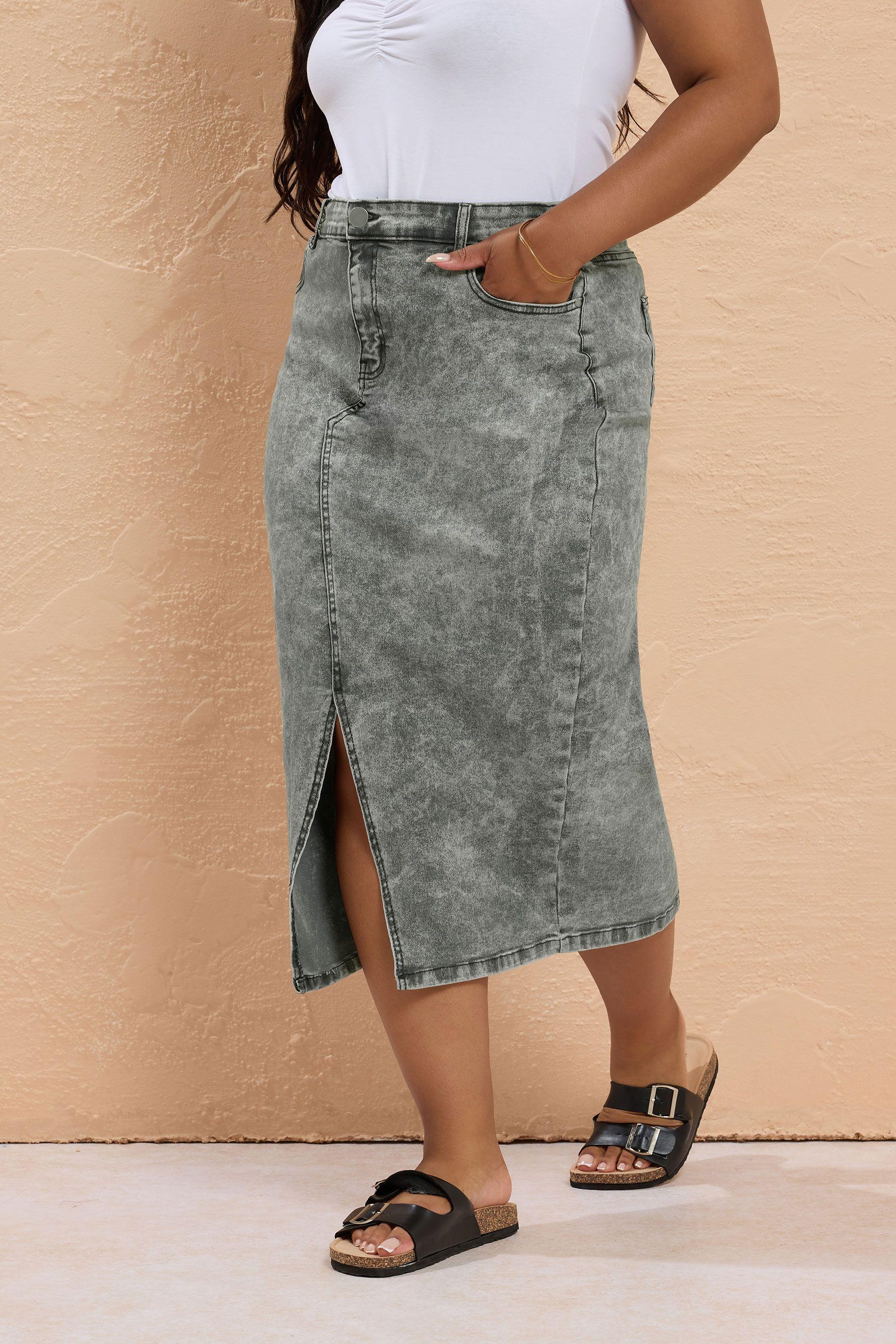 Stretch Denim Midaxi Skirt by YOURS