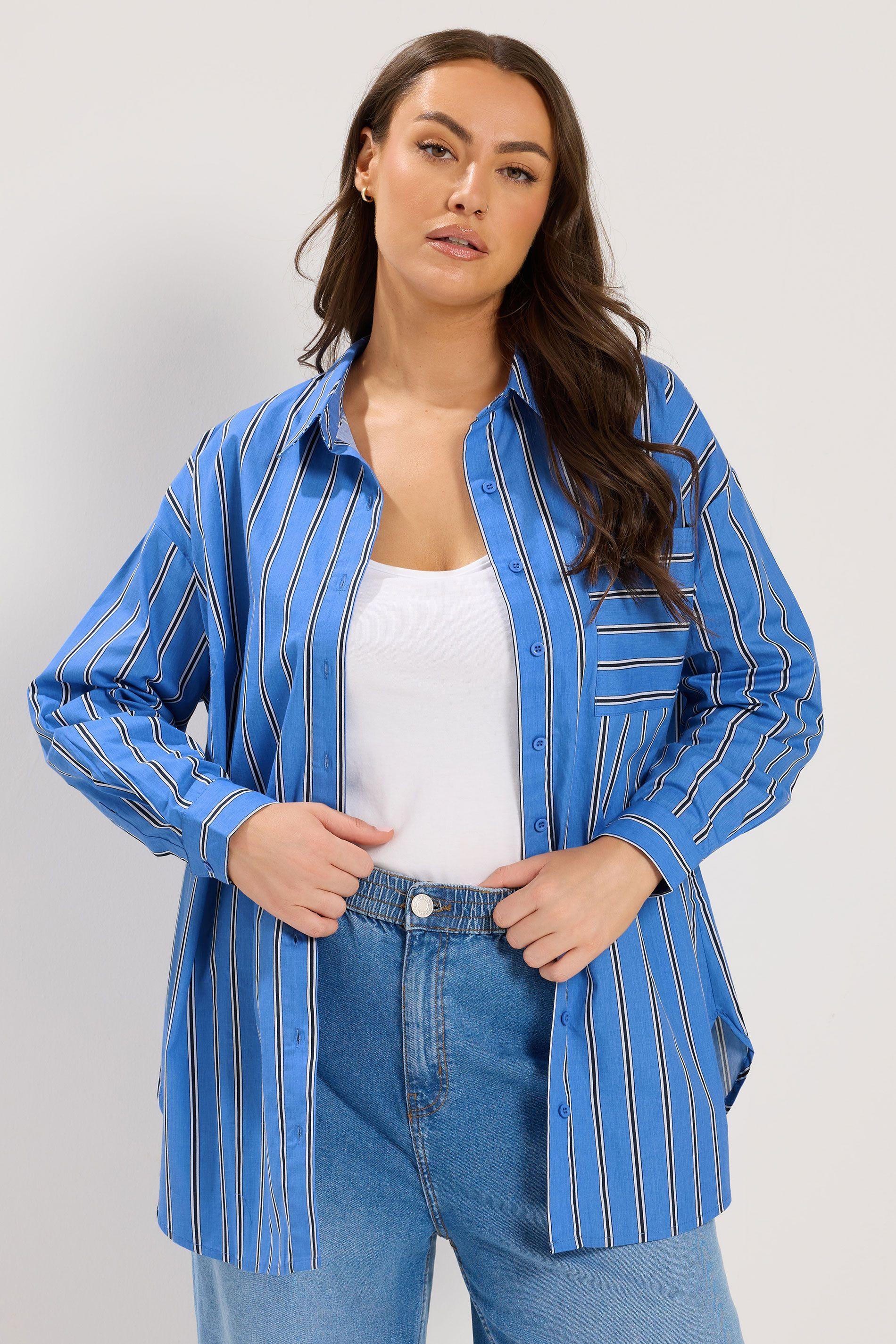 Stripe Button Through Shirt by YOURS