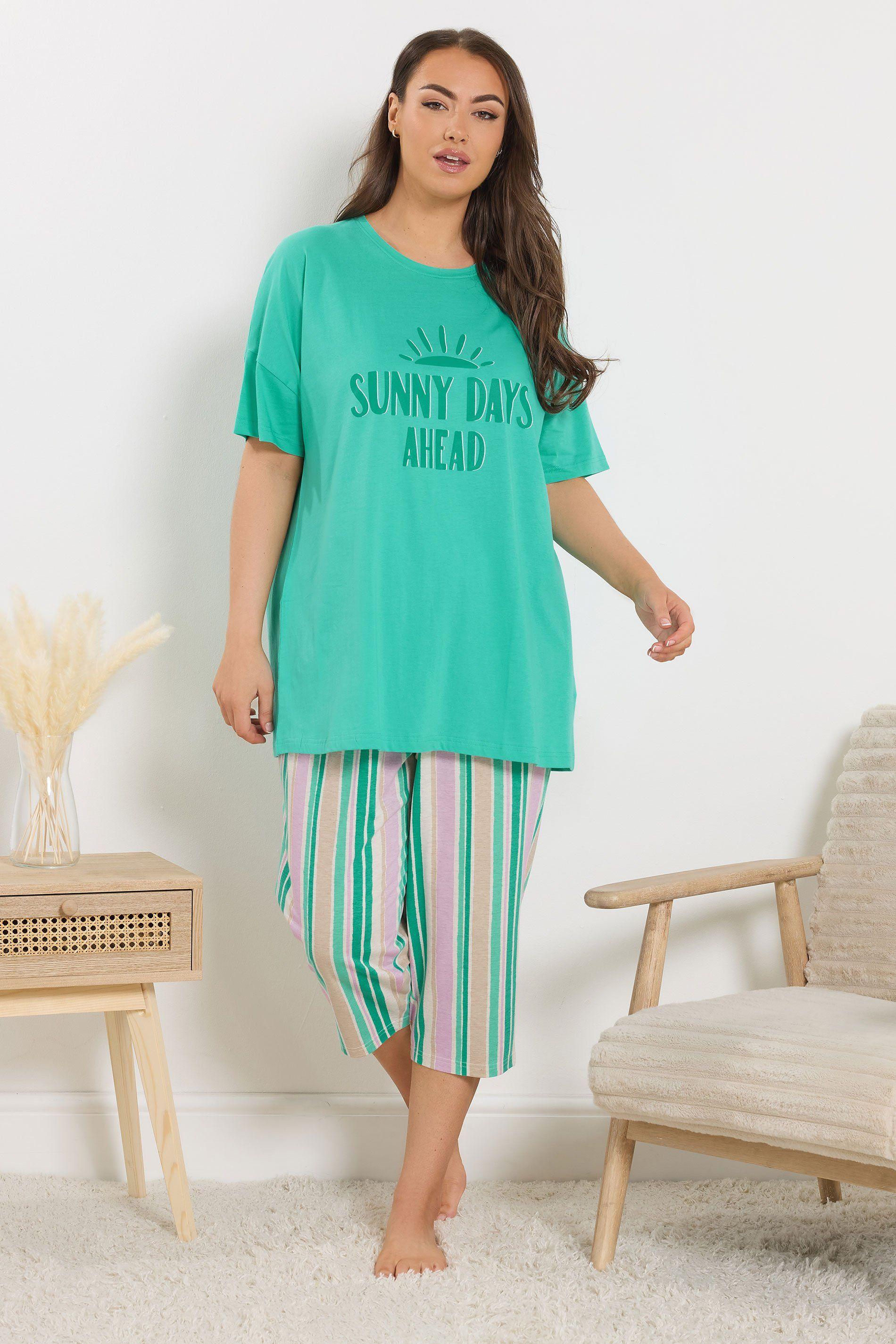 Stripe Cropped Pyjama Set by YOURS