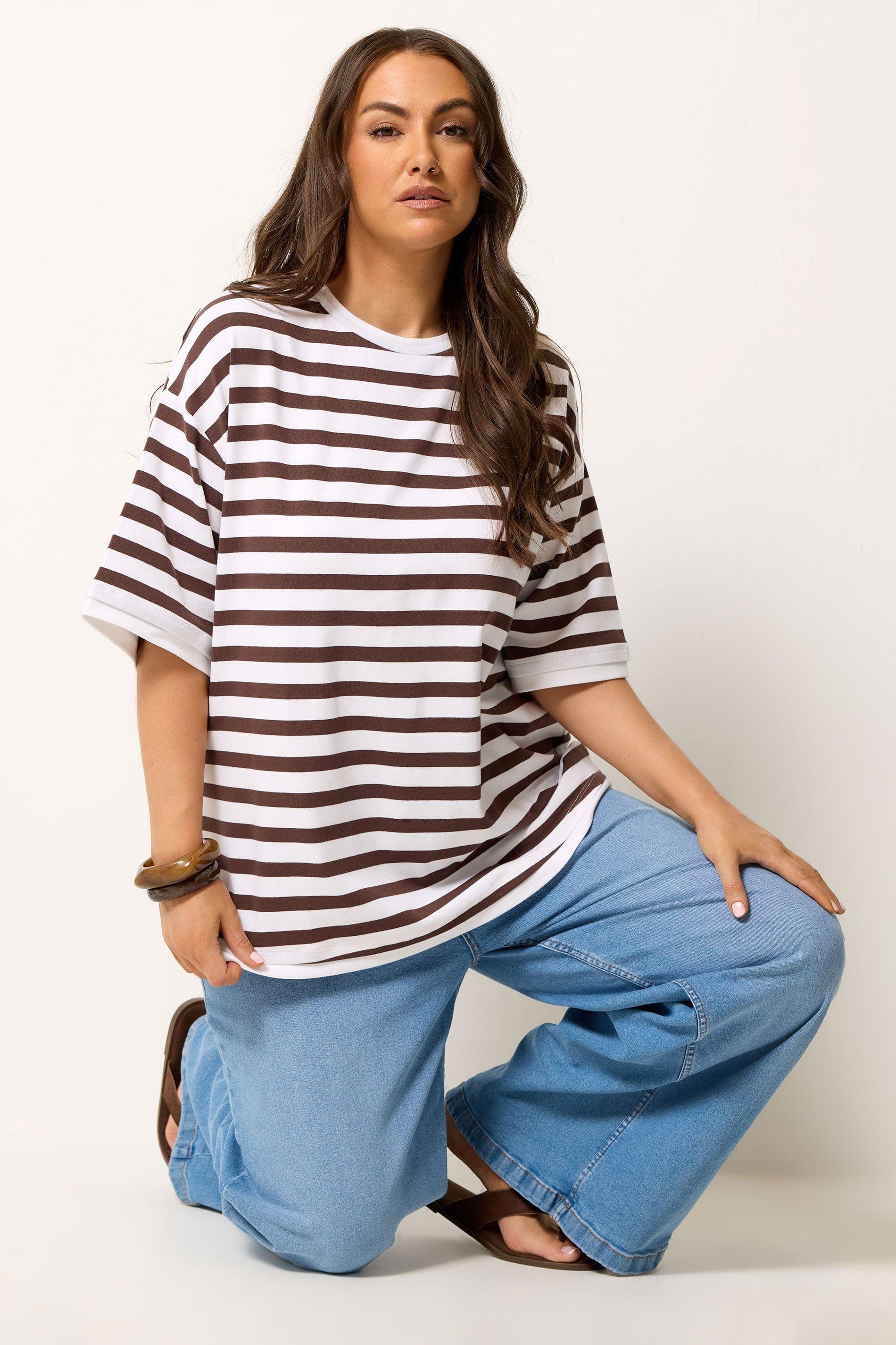 Stripe Oversized Ringer T-Shirt by YOURS