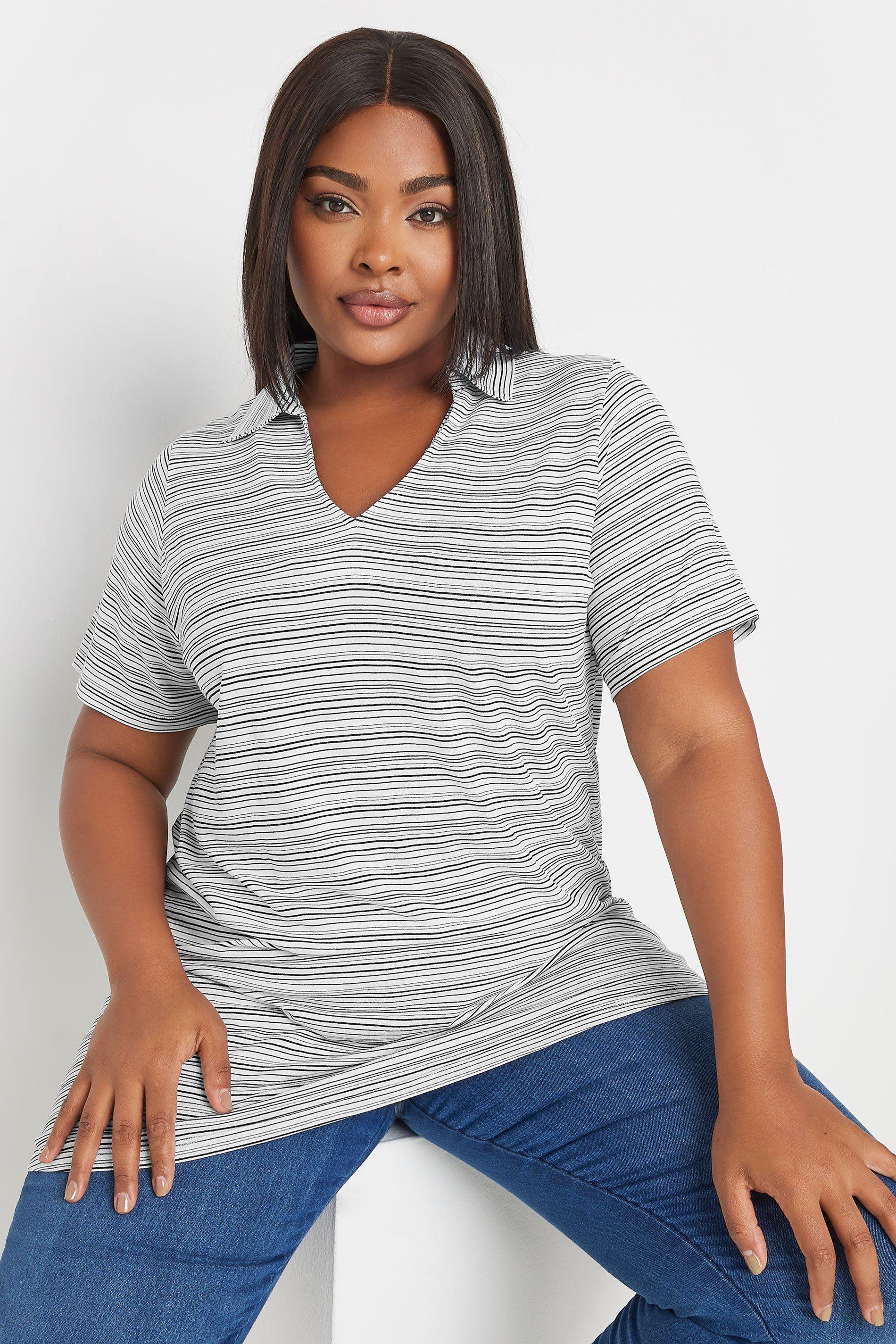 Stripe Print Collared Top by YOURS