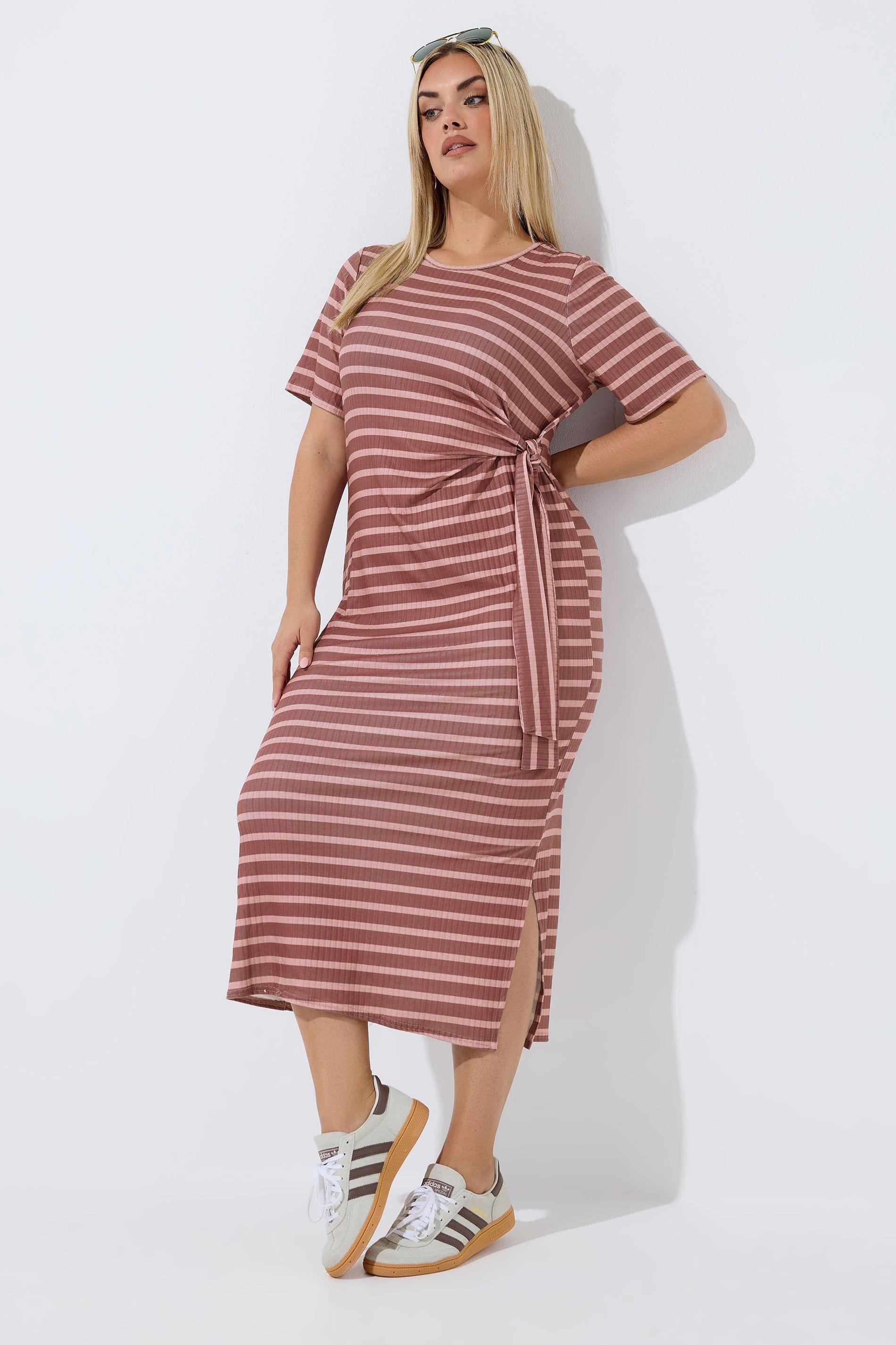Stripe Ribbed Knot Dress by YOURS