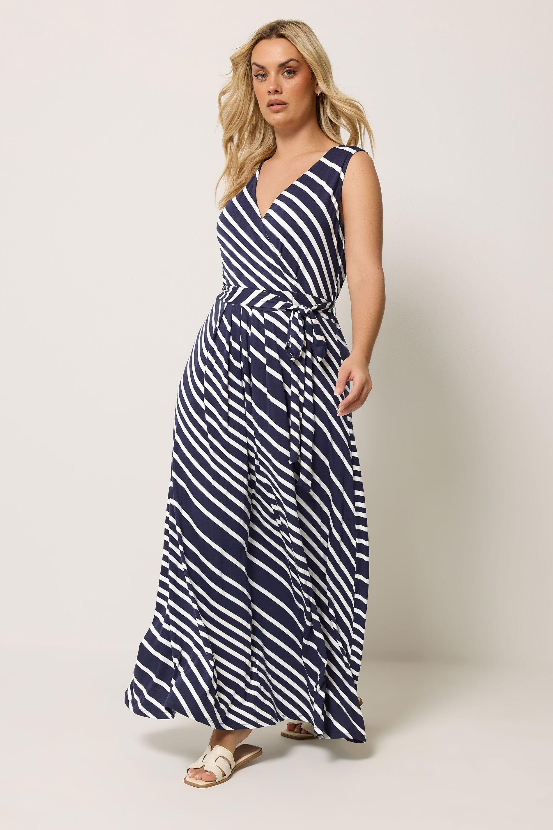Stripe Sleeveless Wrap Dress by YOURS