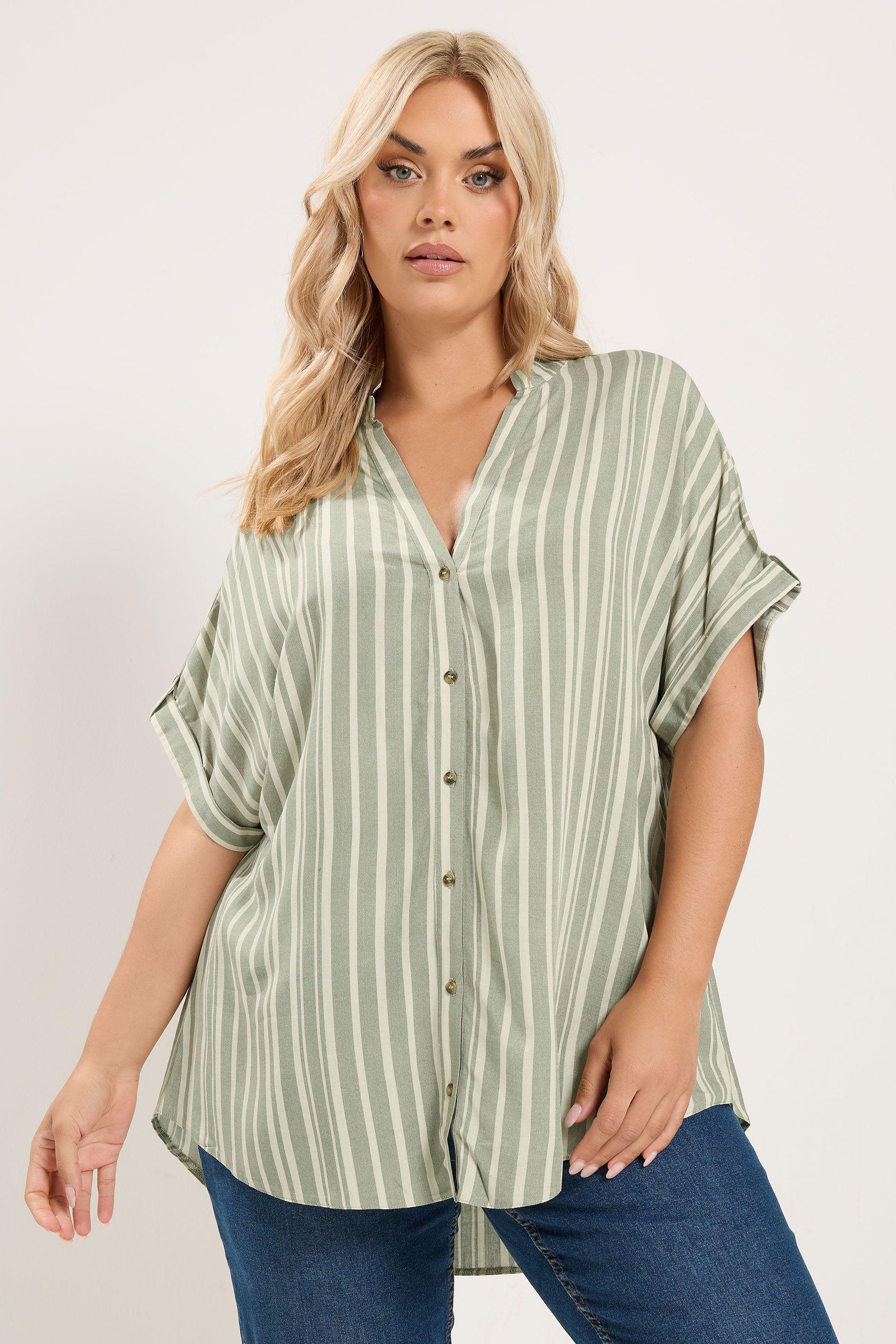 Stripe Tab Detail Shirt by YOURS