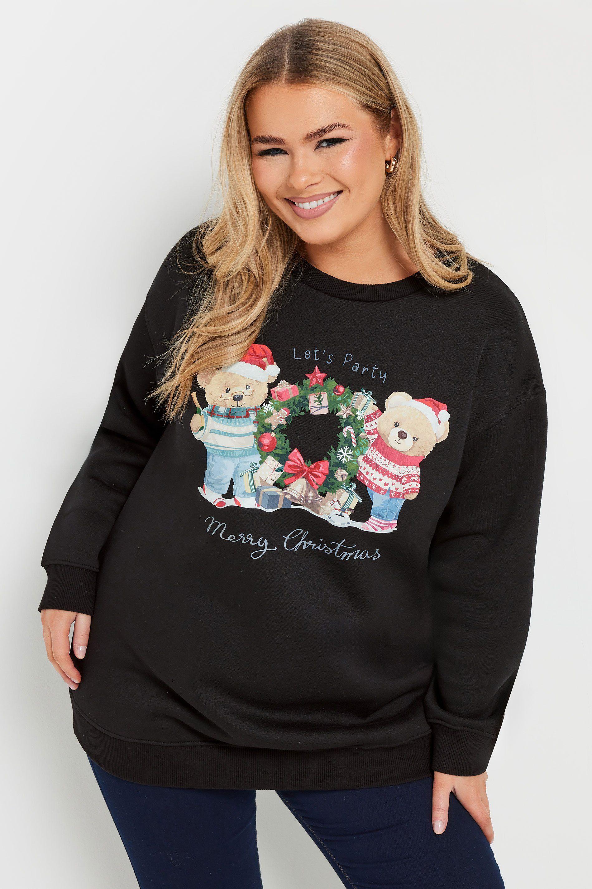Teddy Bear Christmas Print Sweatshirt by YOURS