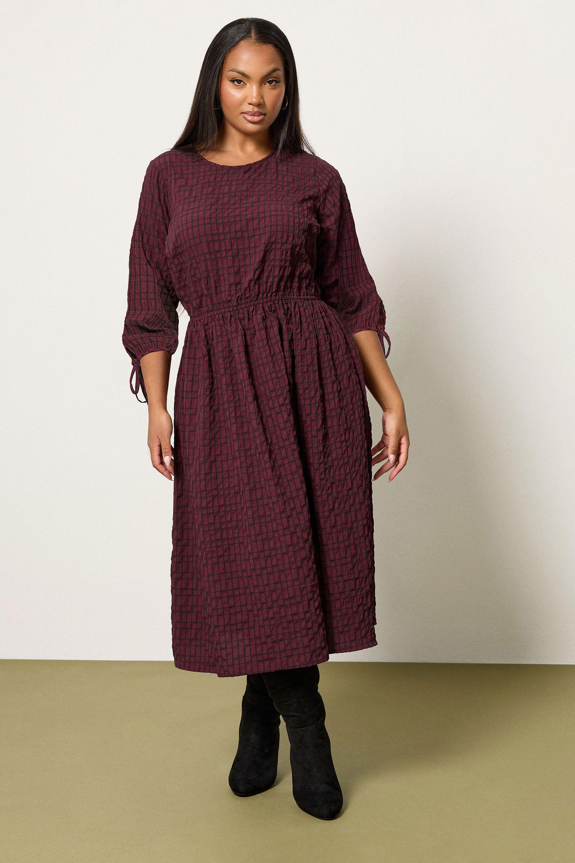 Textured Check Midaxi Dress by YOURS