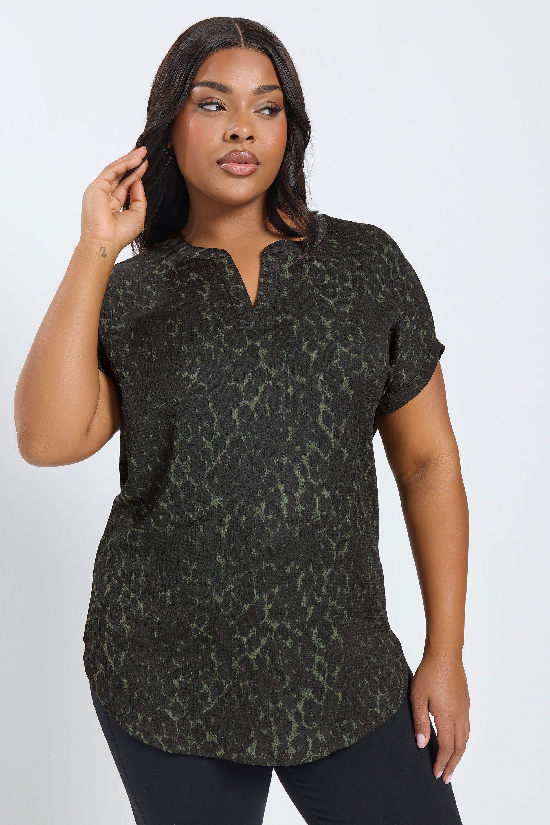 Textured Leopard Notch Neck Top by YOURS