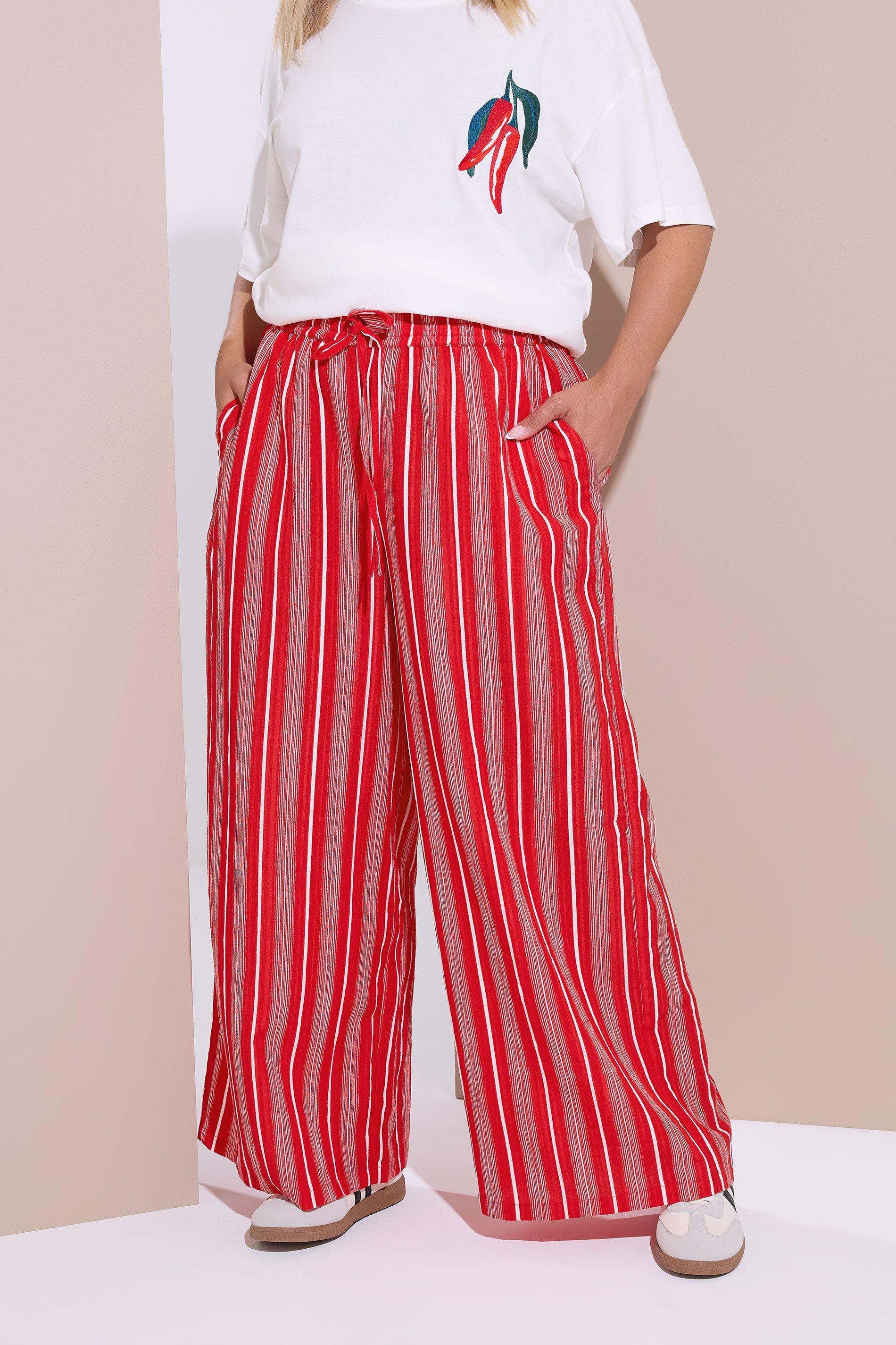 Textured Stripe Wide Leg Trousers by YOURS