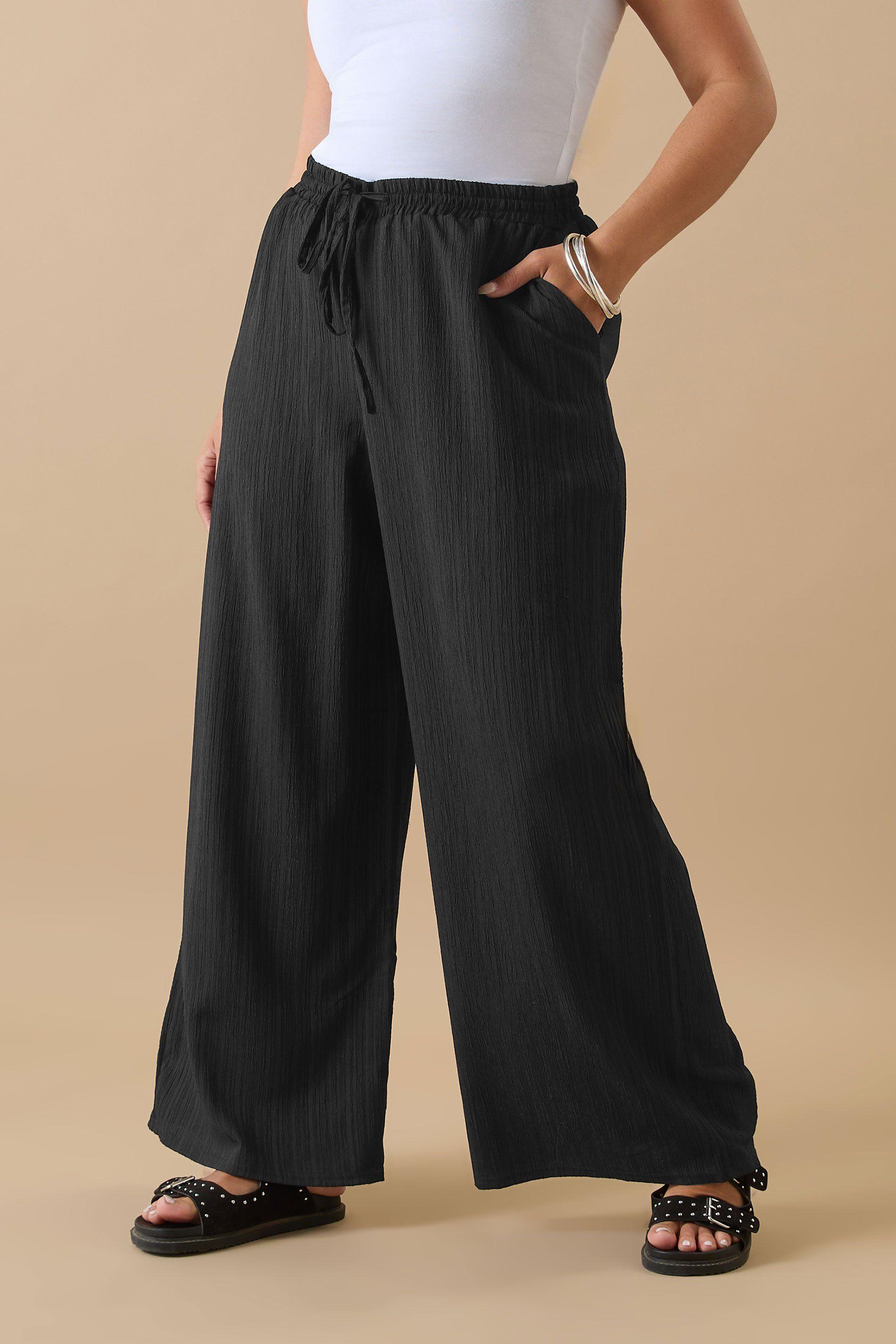 Textured Tie Front Wide Leg Trousers by YOURS