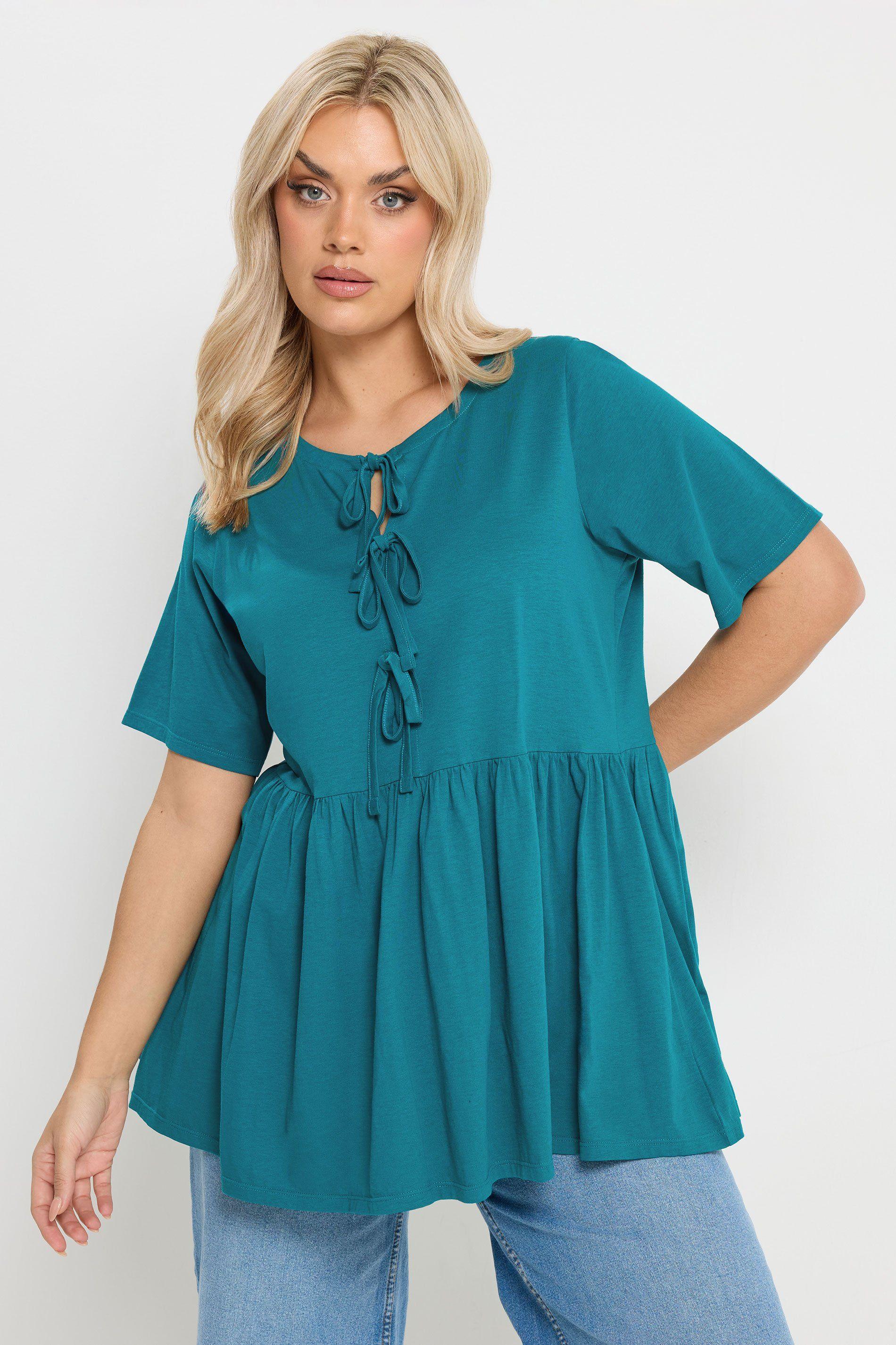 Tie Front Peplum Top by YOURS