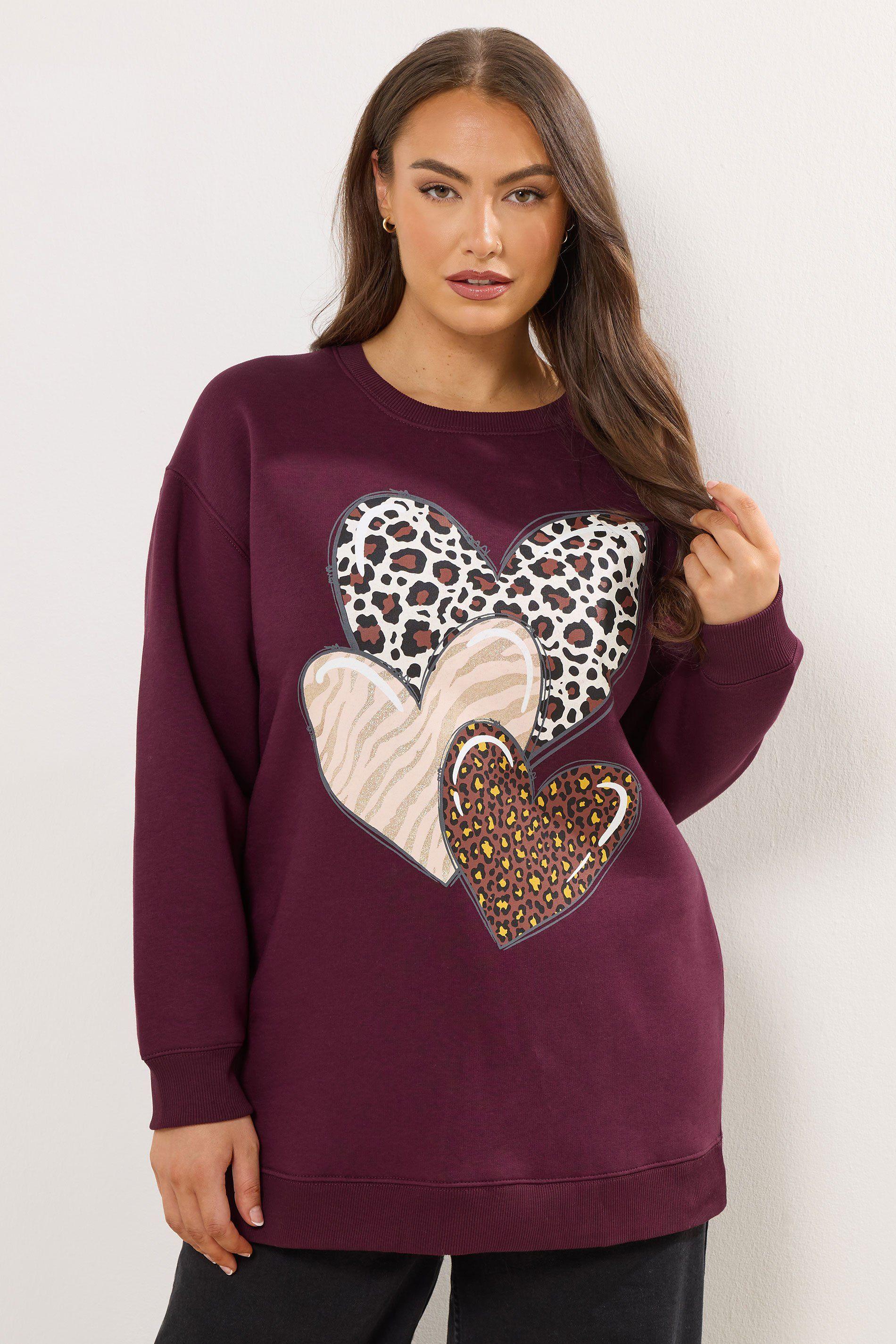 Triple Heart Print Sweatshirt by YOURS