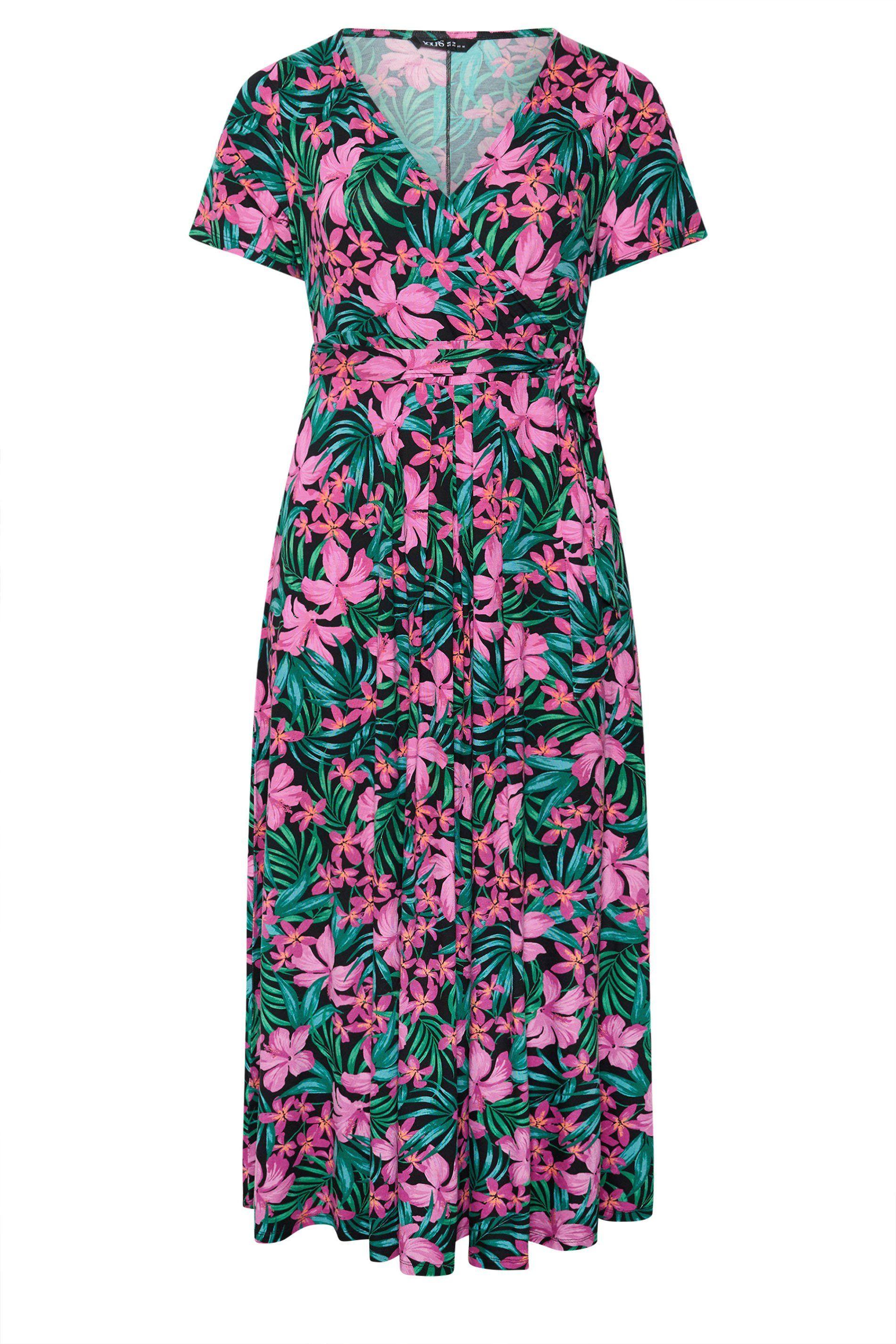 Tropical Wrap Front Dress by YOURS