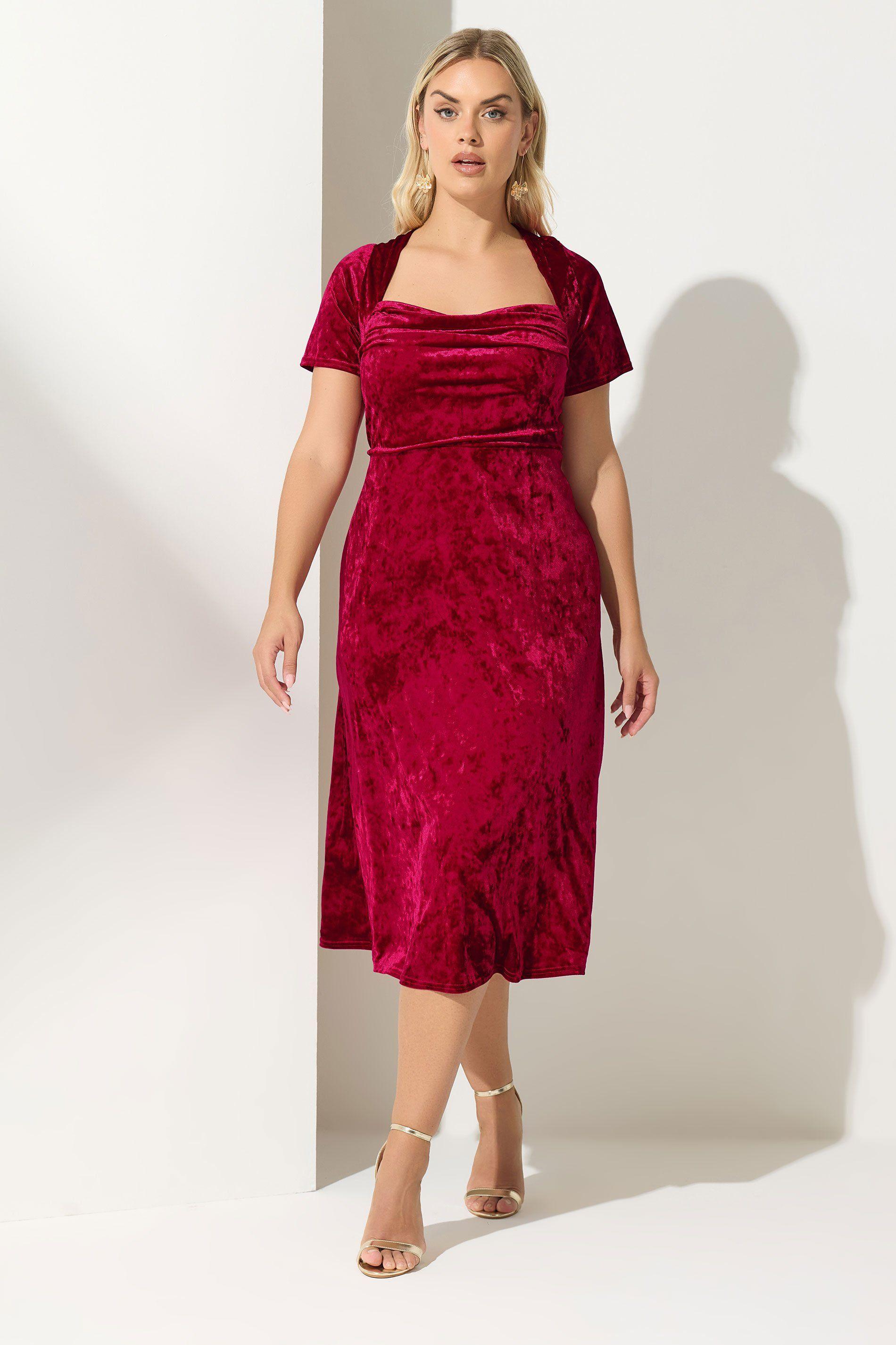 Velvet Square Neck Midi Dress by YOURS