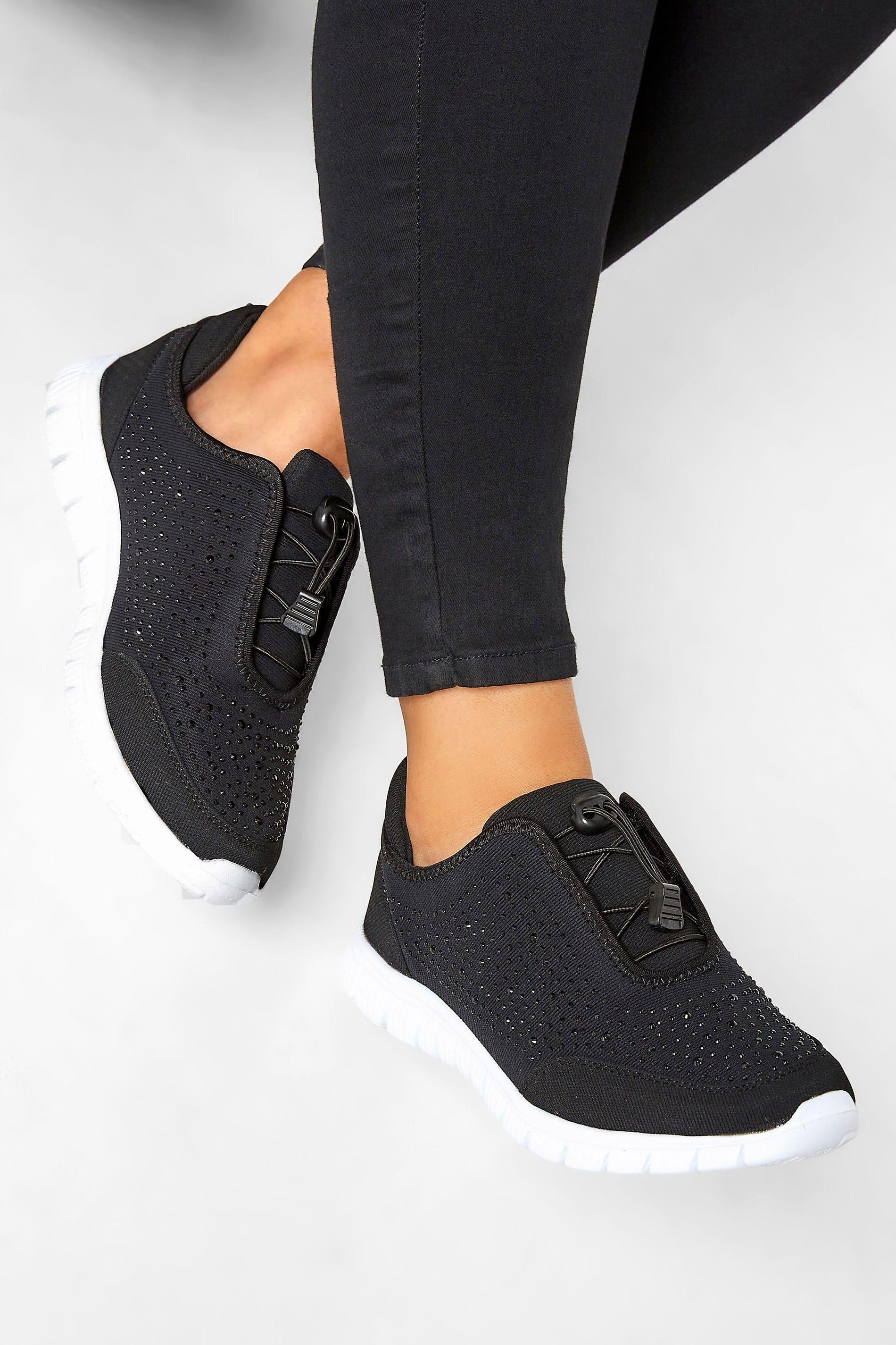 Wide and Extra Wide Fit Embellished Drawcord Trainers by YOURS