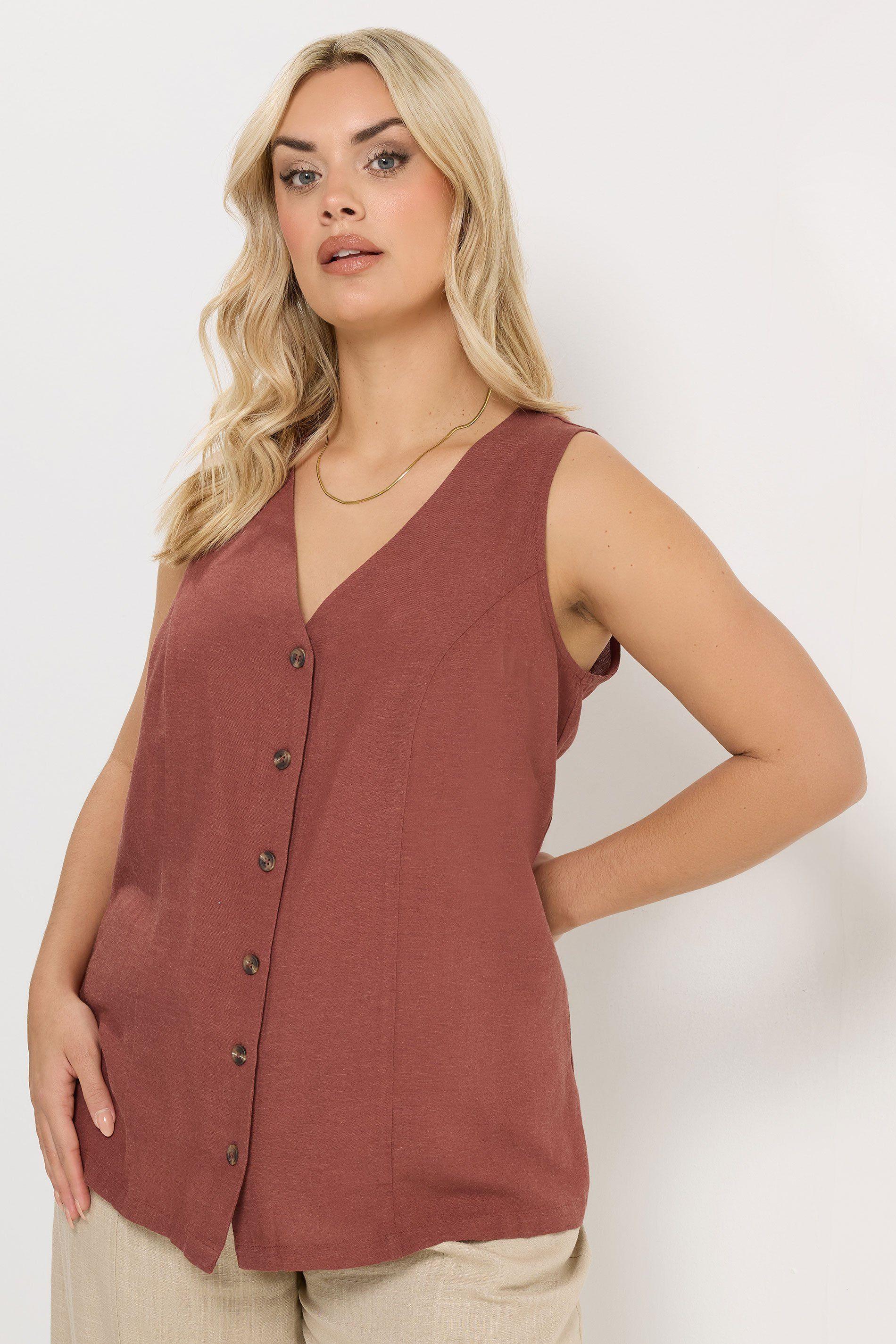 Woven Linen Waistcoat by YOURS