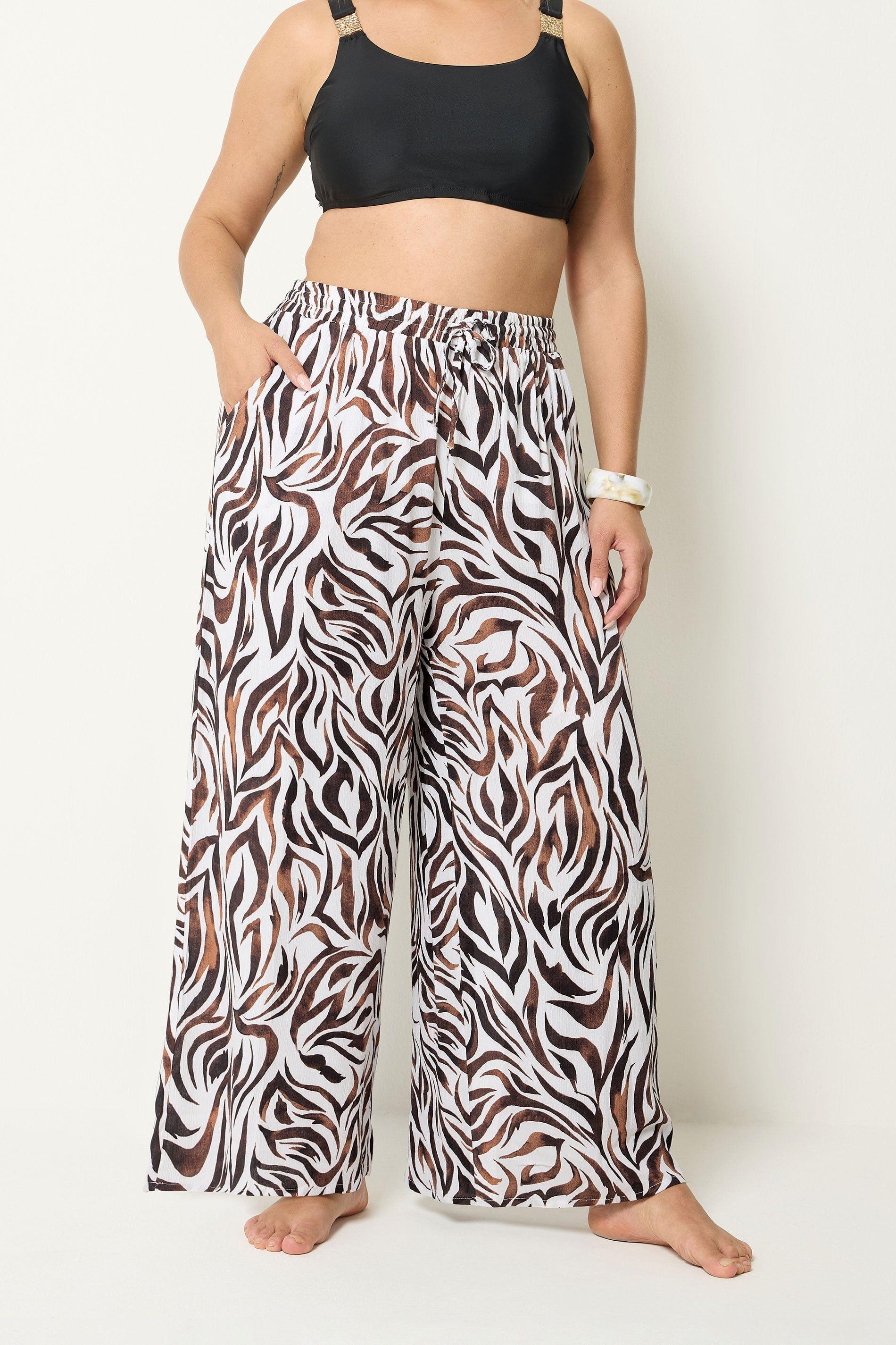 Zebra Print Wide Leg Trousers by YOURS