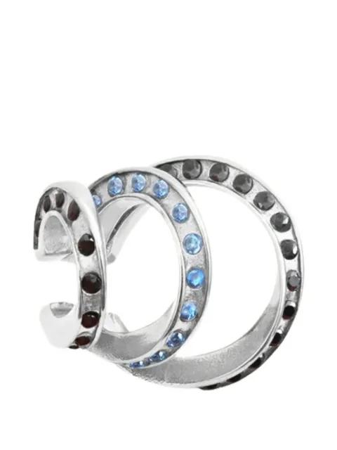 Star G aquamarine black steel ring by YPARIS