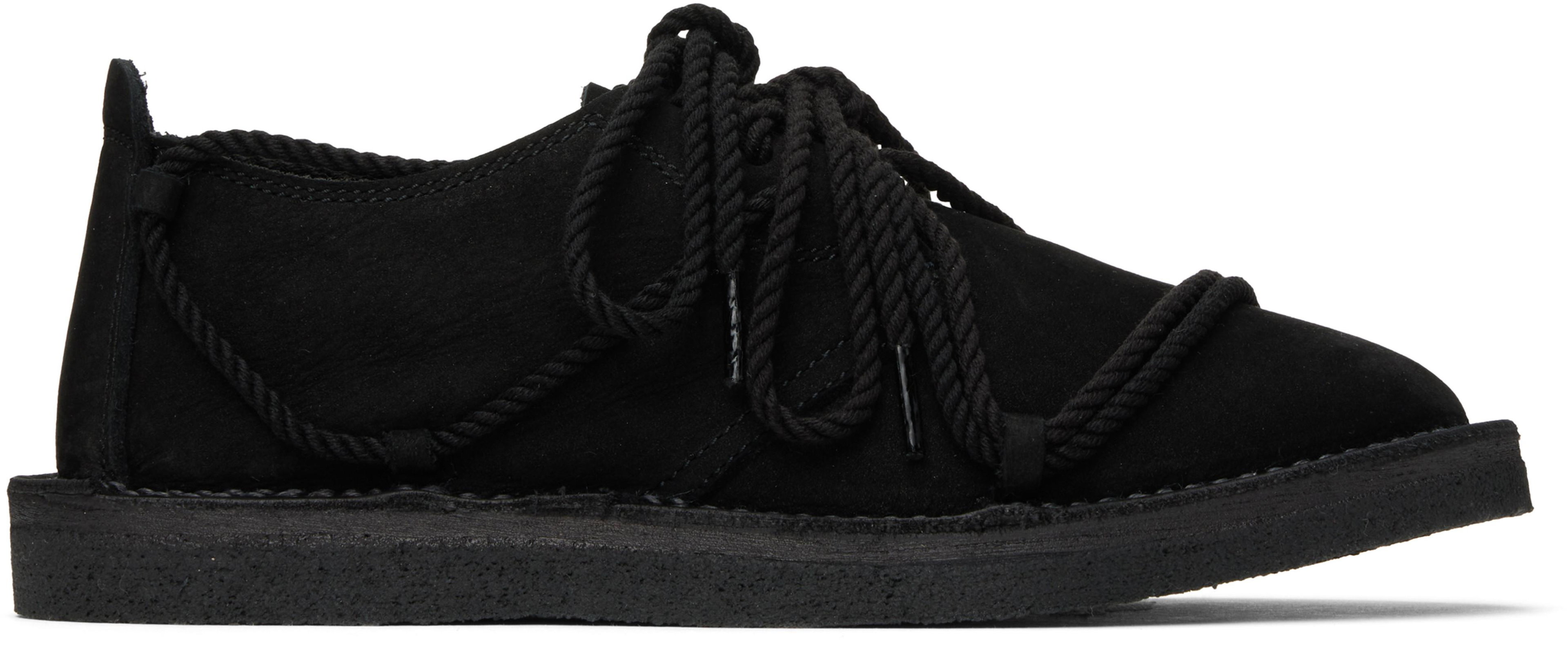Black Nubuck Leather Random Rope Loafers by Y'S