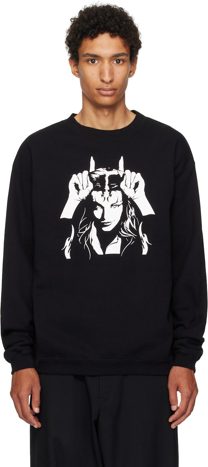 Black Graphic Sweatshirt by Y'S FOR MEN